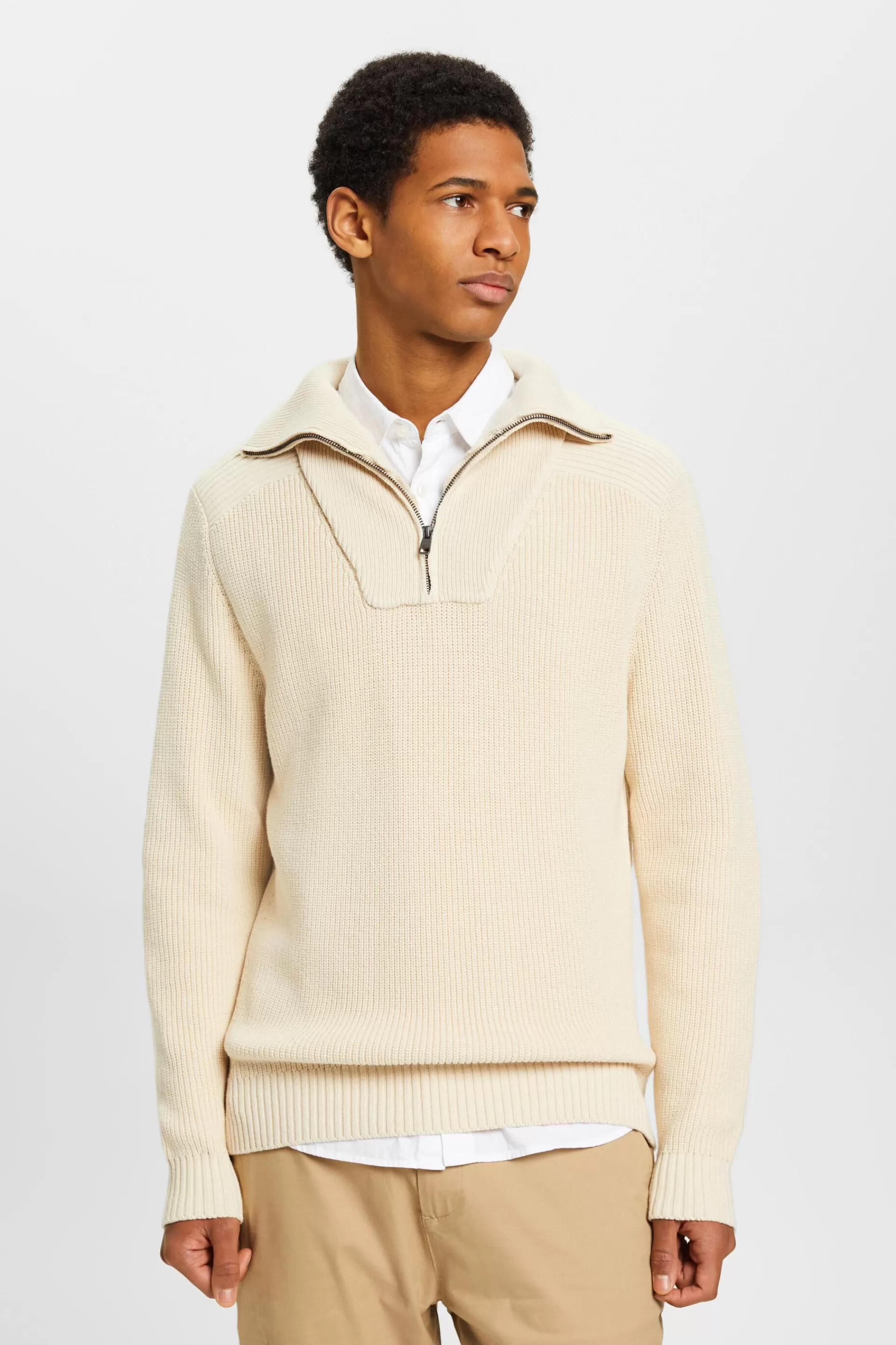 Strickpullover mit halblangem Reißverschluss-ESPRIT Shop