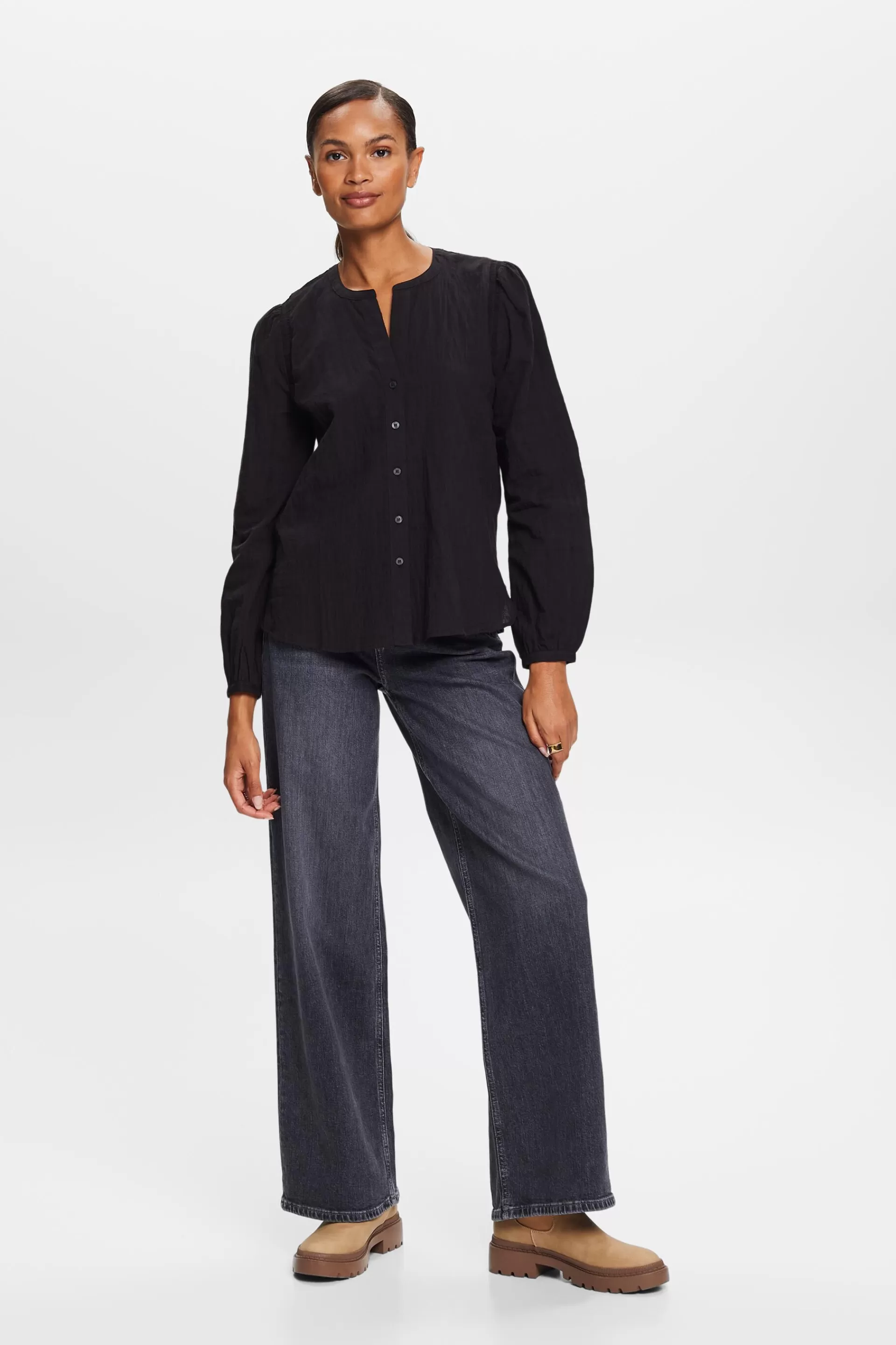 Strukturierte Baumwollbluse-ESPRIT Sale