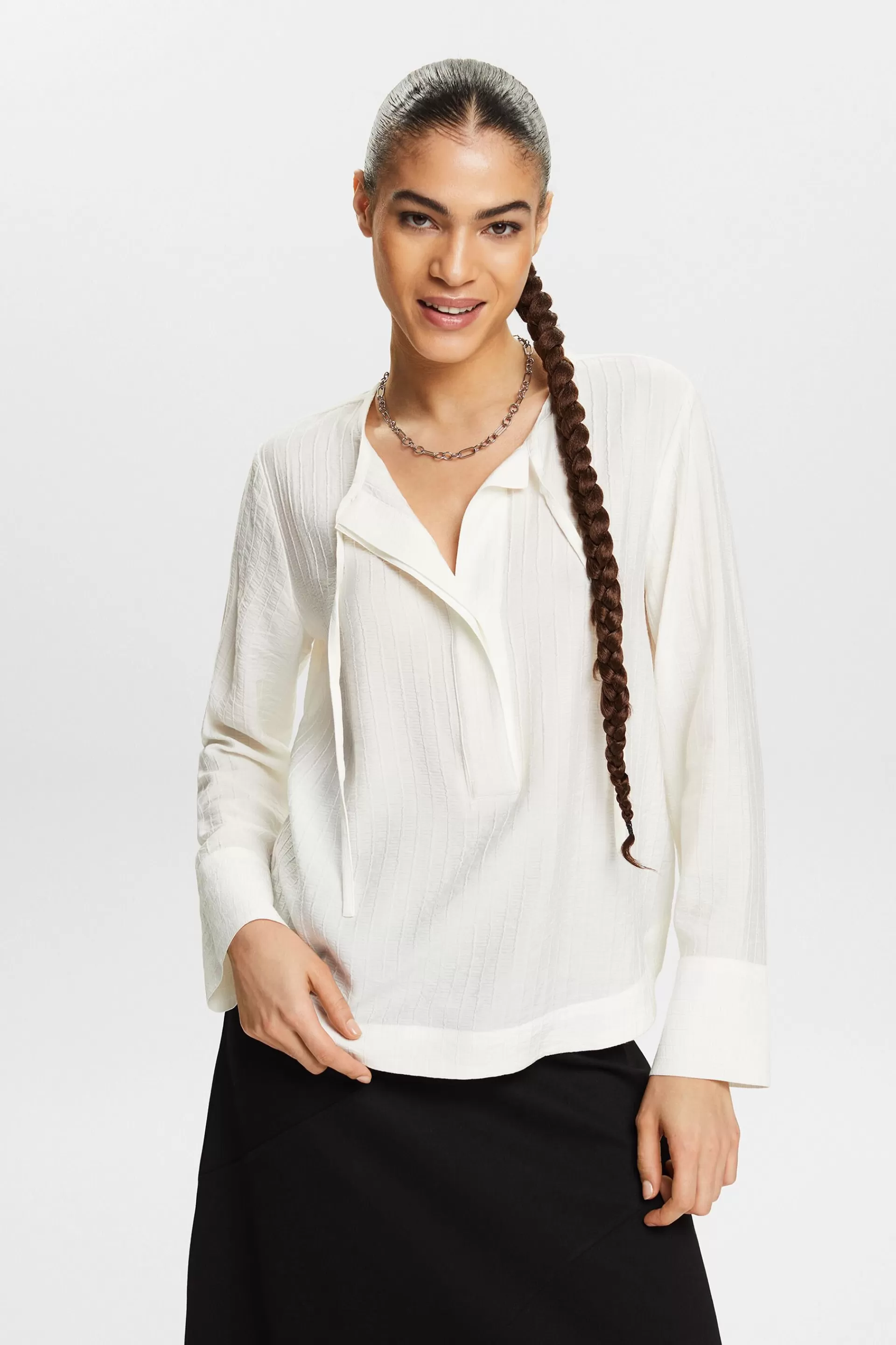 Strukturierte Langarmbluse-ESPRIT Store