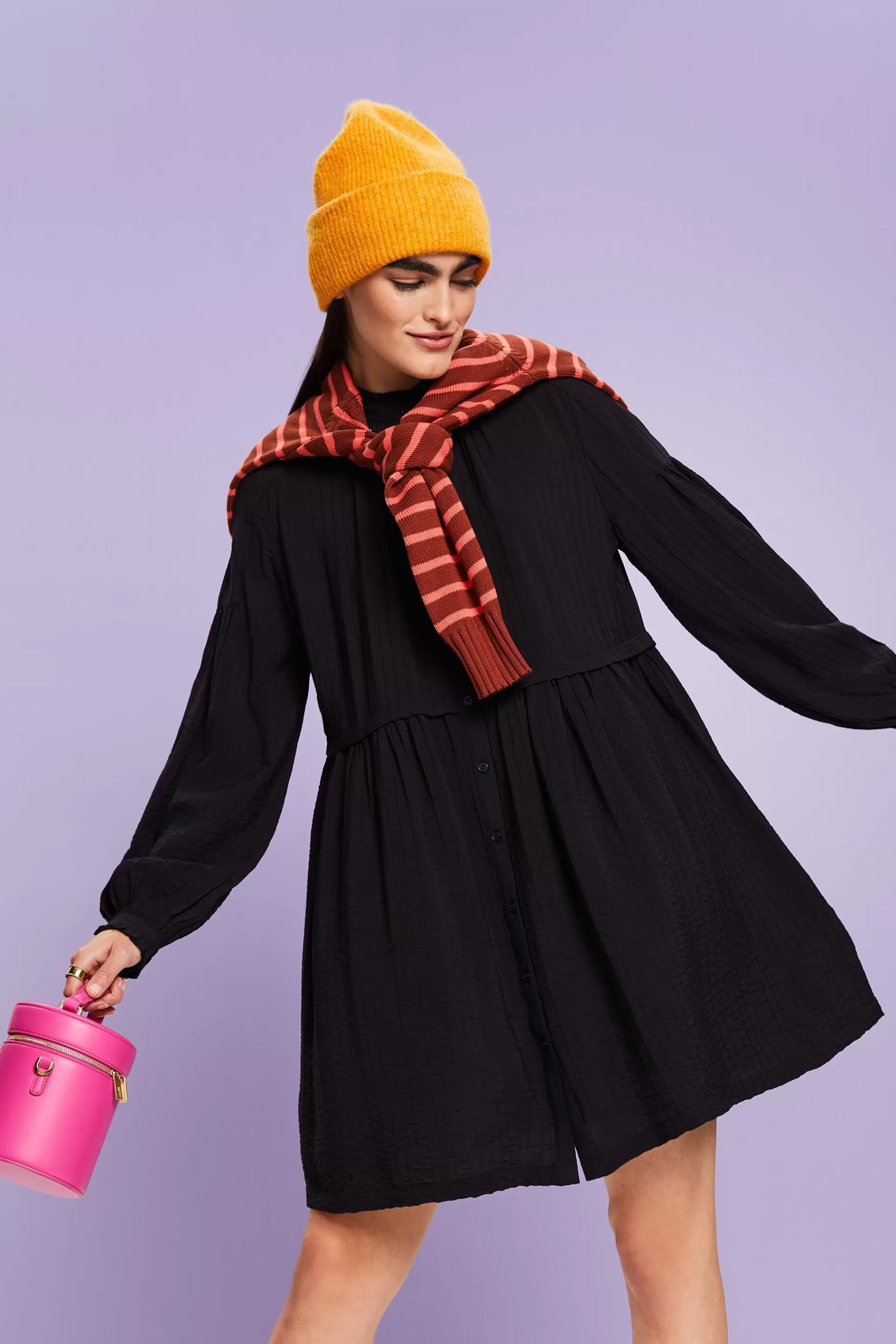 Strukturiertes Minikleid mit Rüschen-Details-ESPRIT Discount