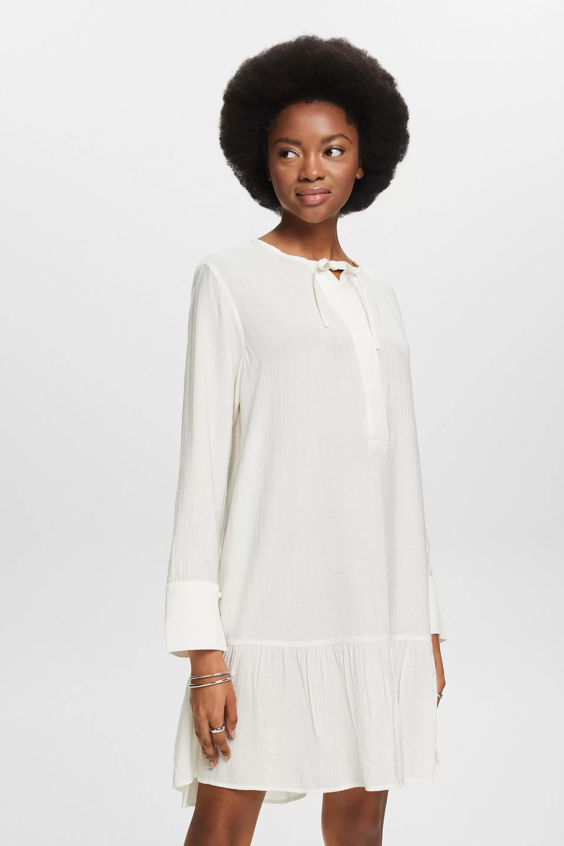 Strukturiertes Minikleid mit Volantsaum-ESPRIT Outlet