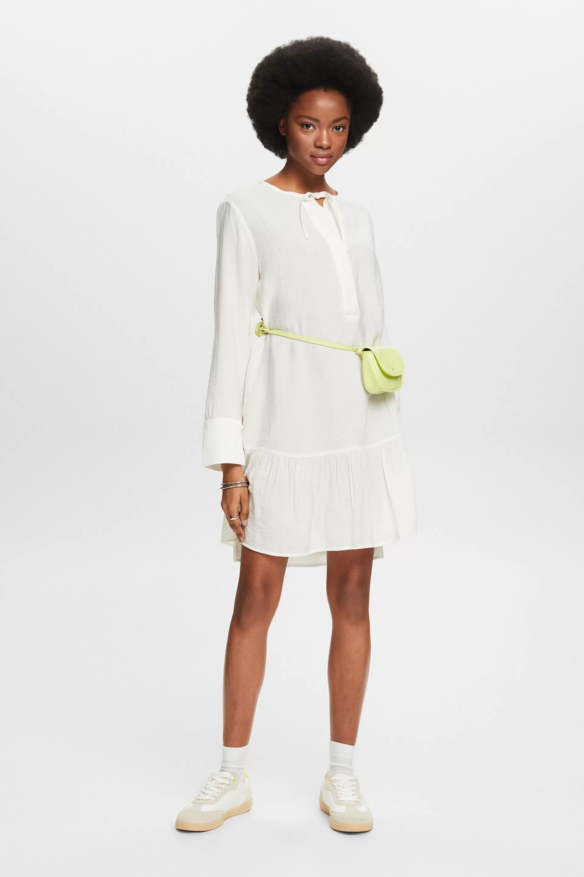 Strukturiertes Minikleid mit Volantsaum-ESPRIT Outlet