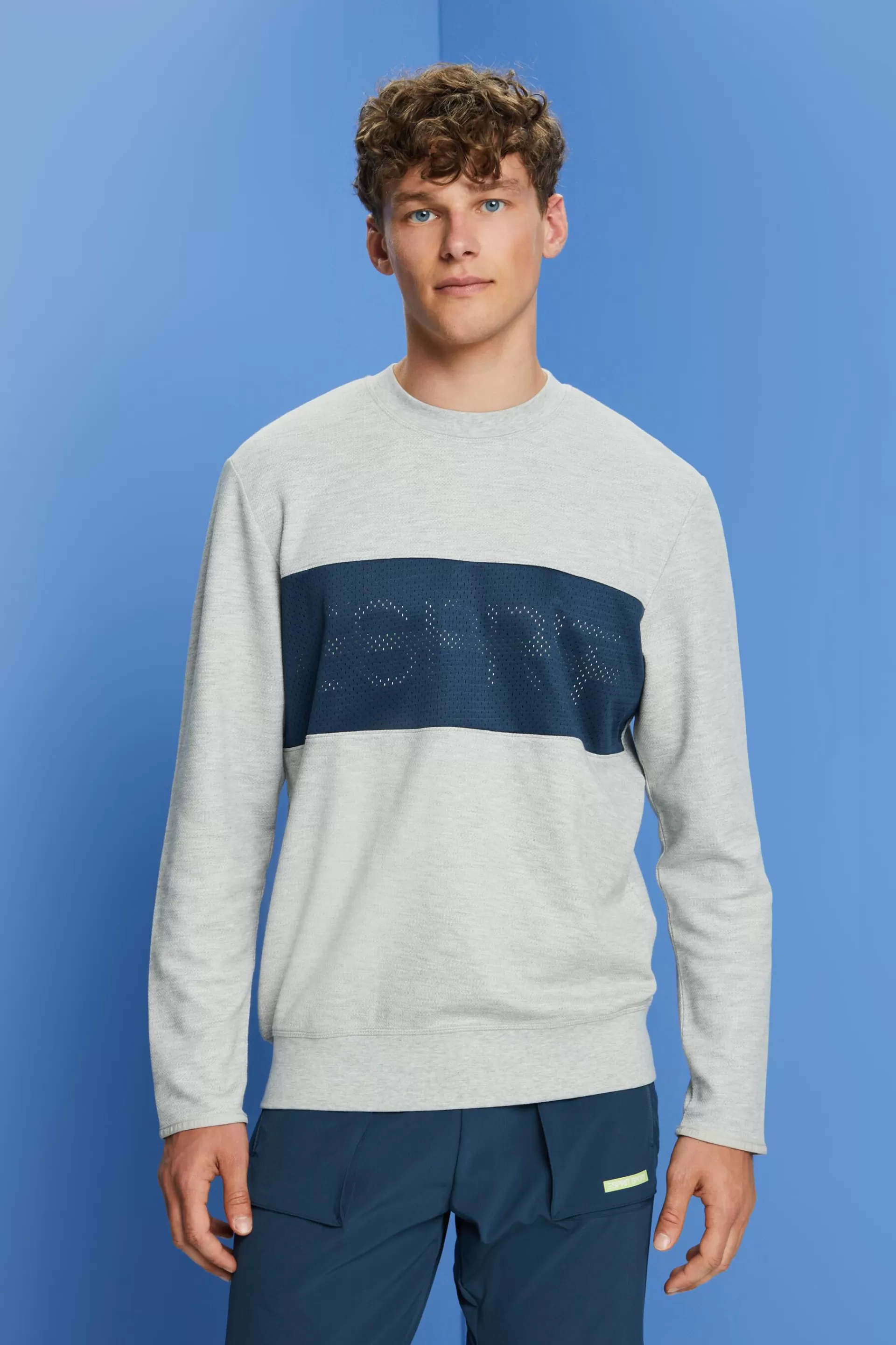 Sweatshirt aus Fleece mit Mesh-Logo-ESPRIT Cheap