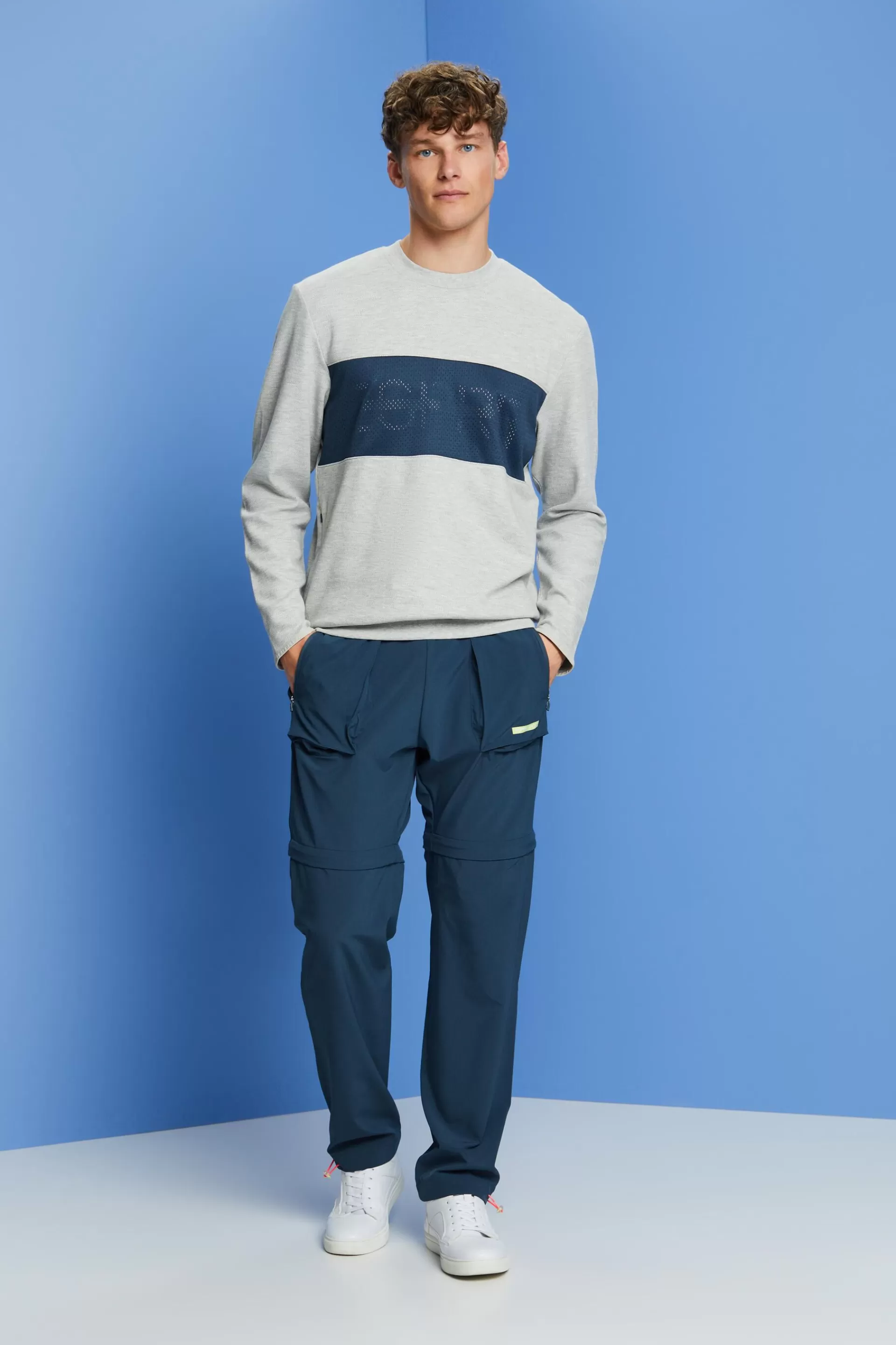 Sweatshirt aus Fleece mit Mesh-Logo-ESPRIT Cheap