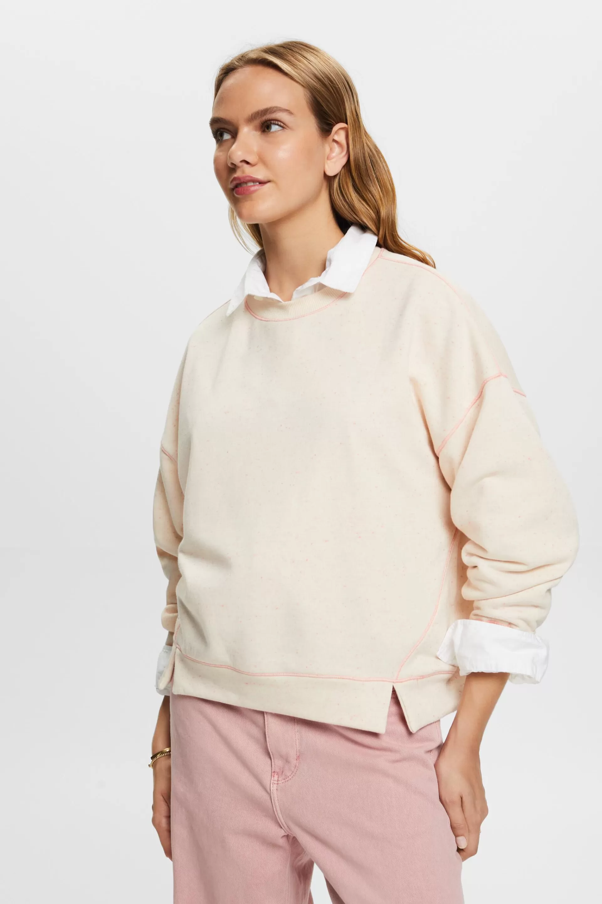 Sweatshirt im Sprenkel-Look, Baumwollmix-ESPRIT Hot