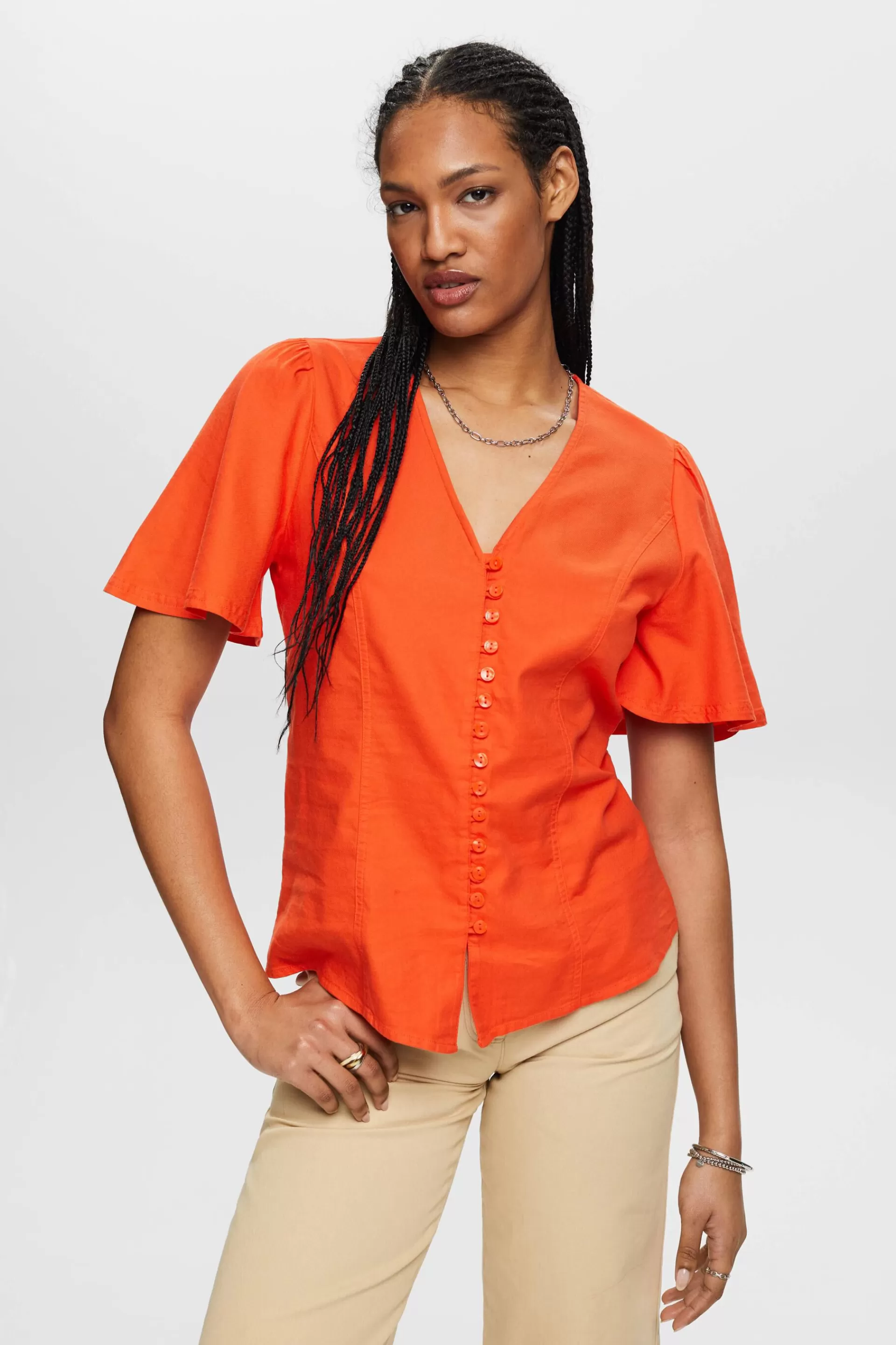 Taillierte Bluse mit Knöpfen-ESPRIT Clearance
