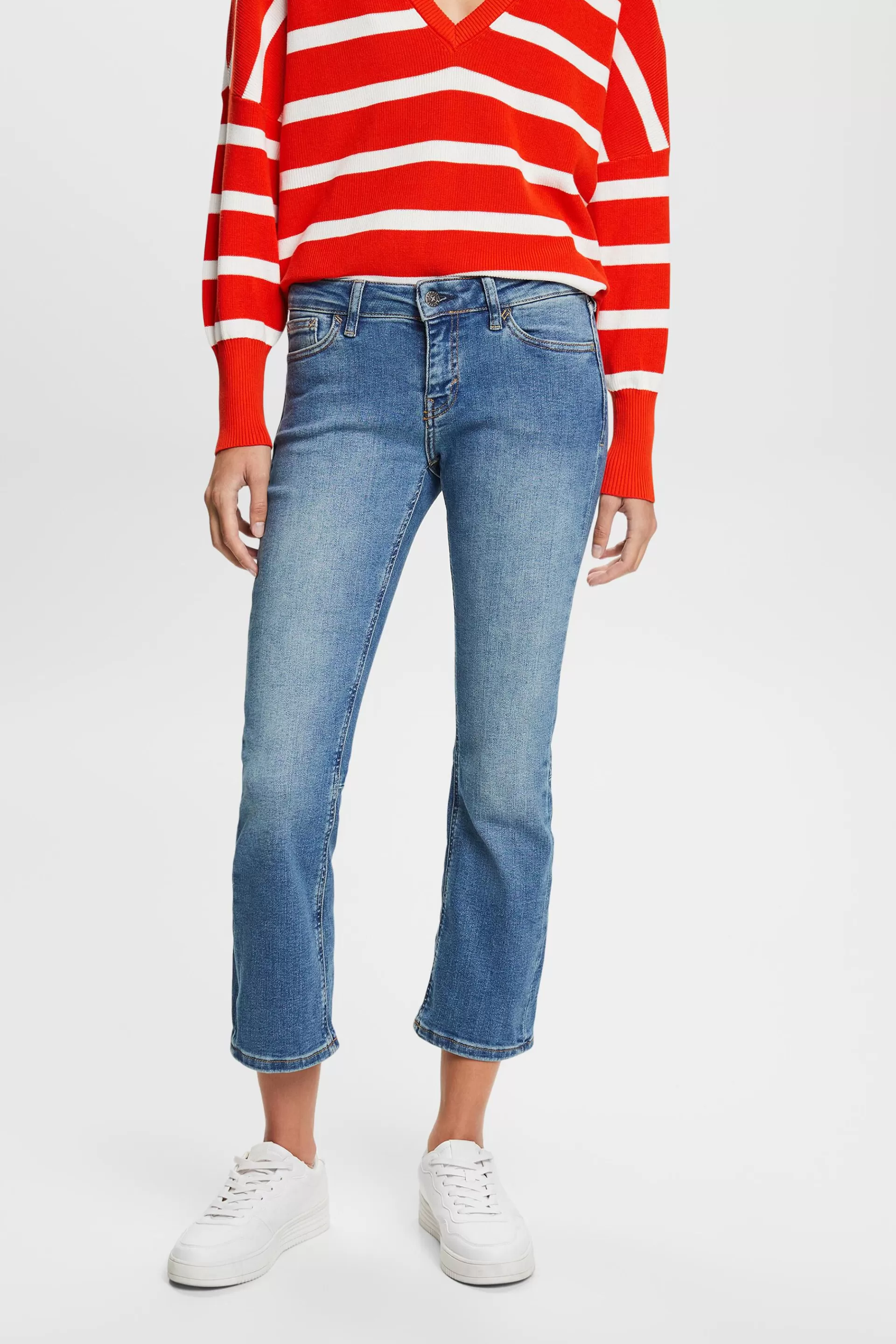 Tiefsitzende Jeans mit ausgestelltem Cropped-Bein-ESPRIT Discount