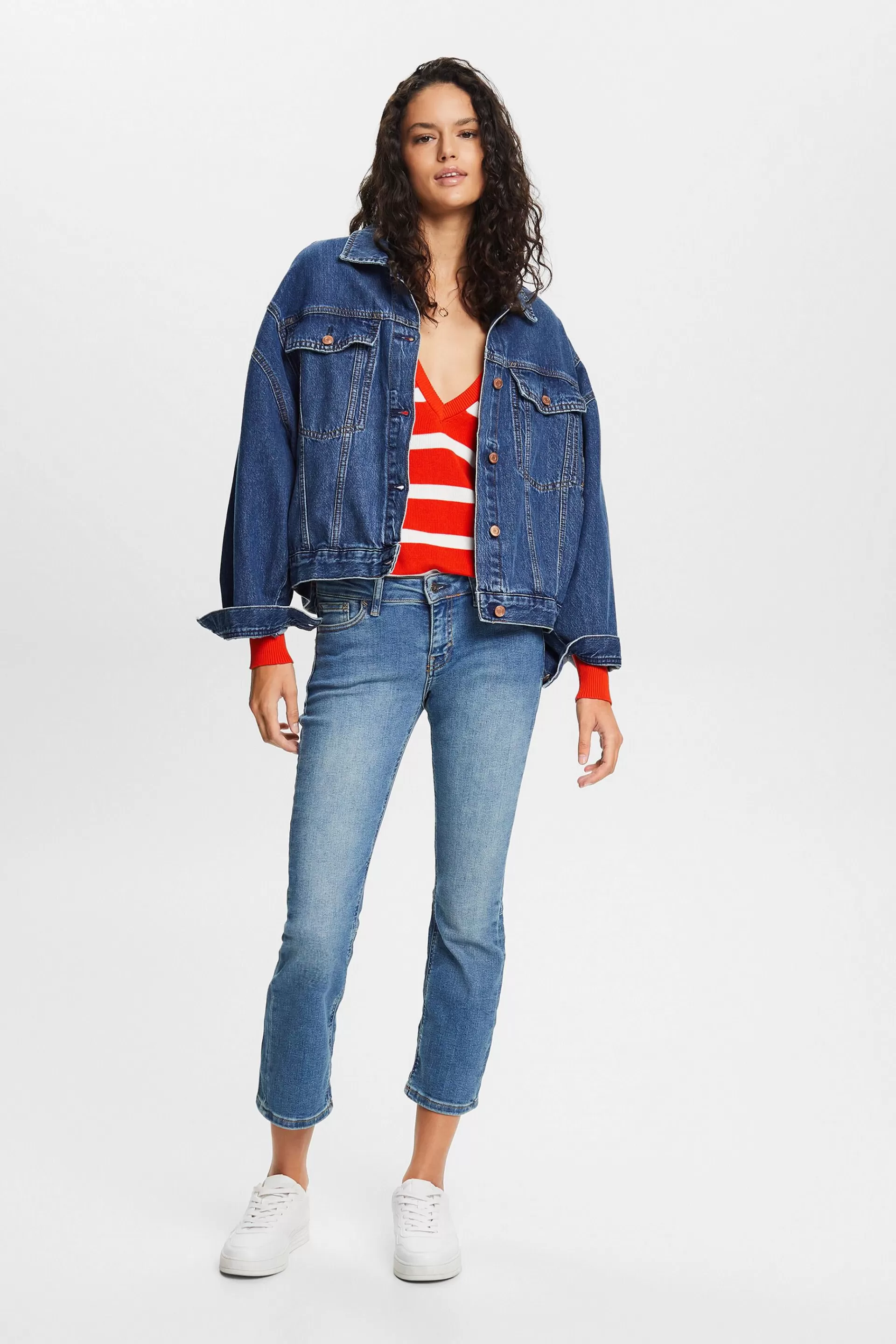 Tiefsitzende Jeans mit ausgestelltem Cropped-Bein-ESPRIT Discount
