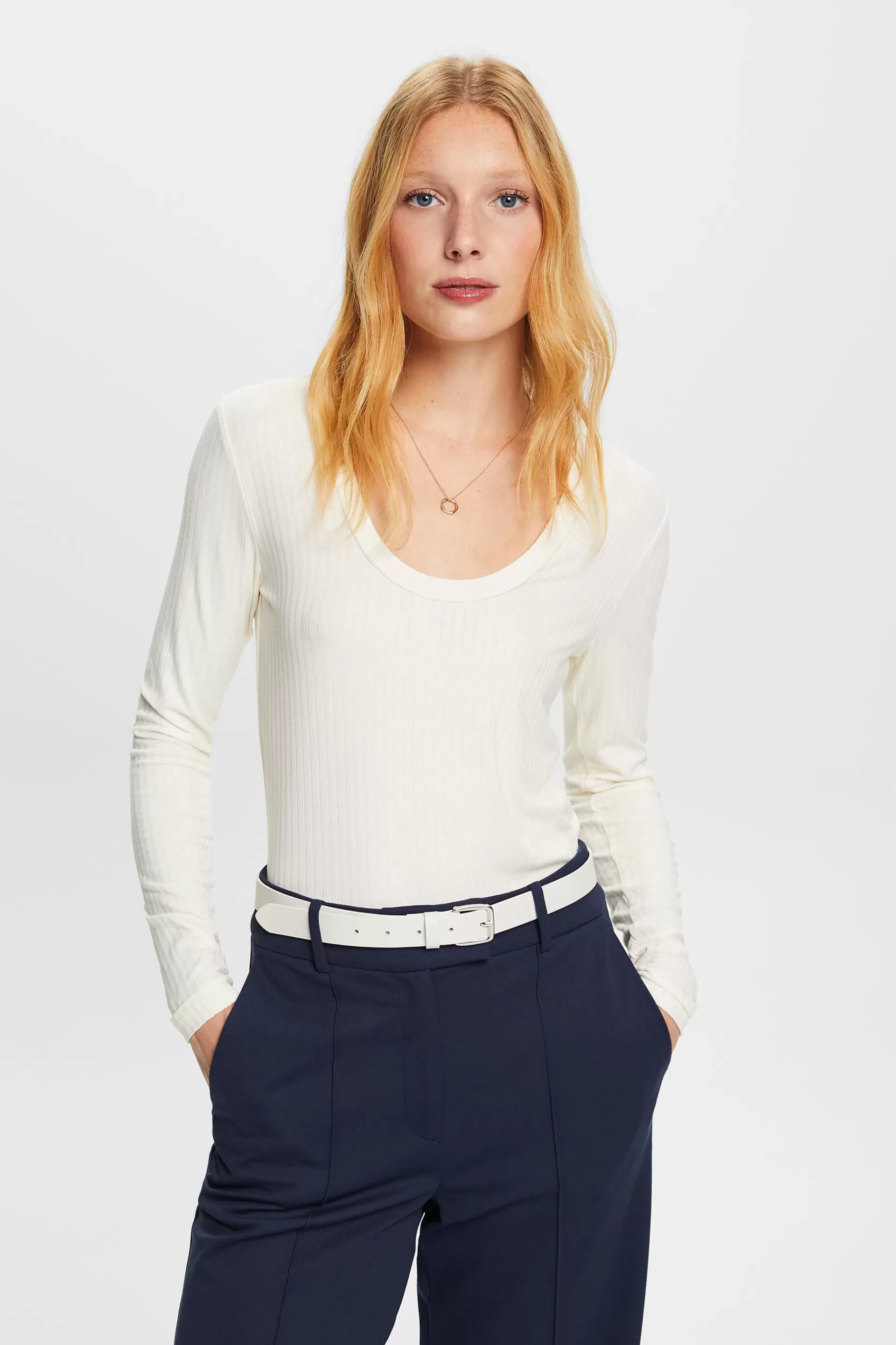 Top aus Rippstrick und Jersey-ESPRIT Shop
