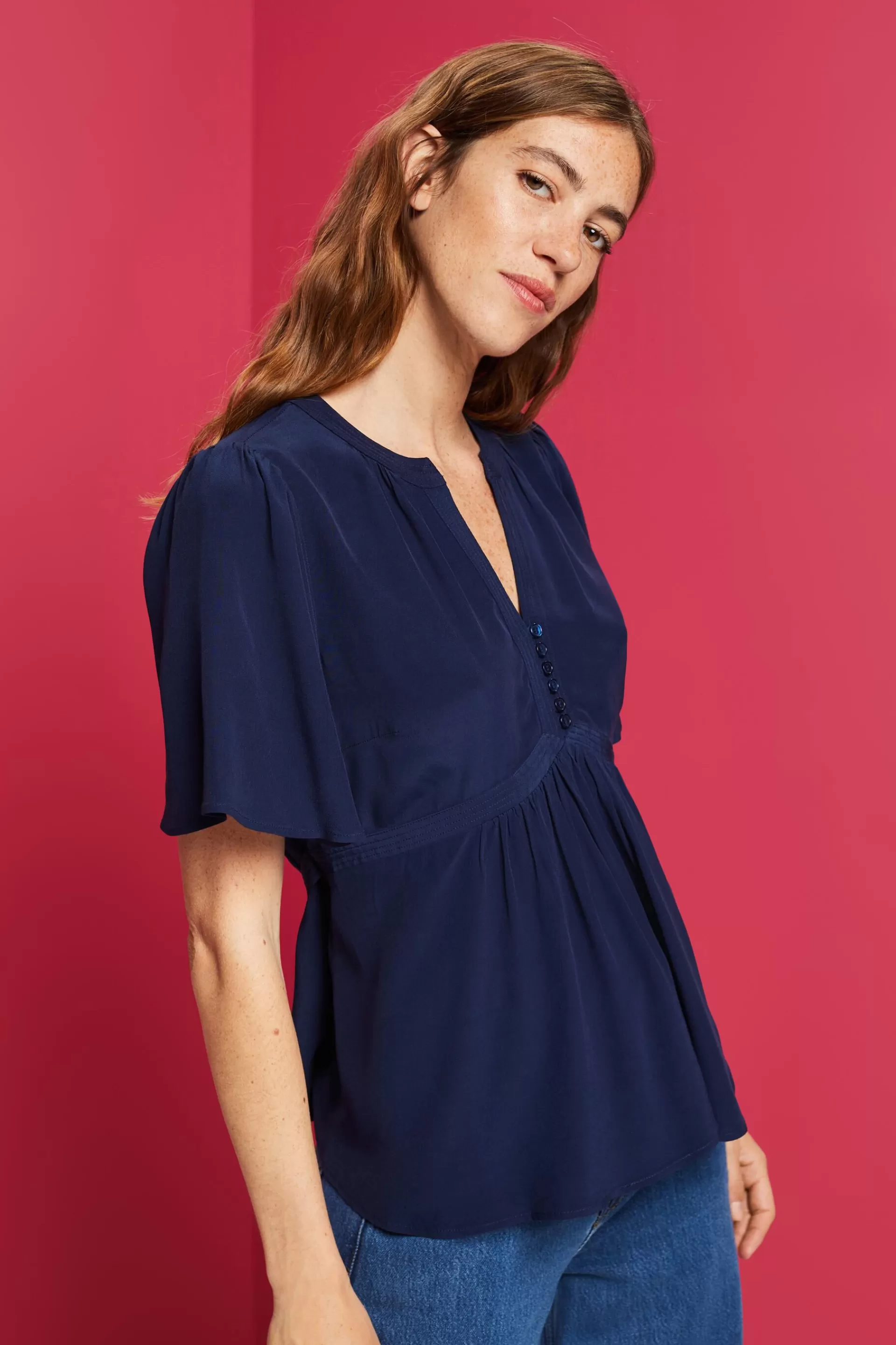 Top mit Knopfleiste und Taillengürtel-ESPRIT Clearance