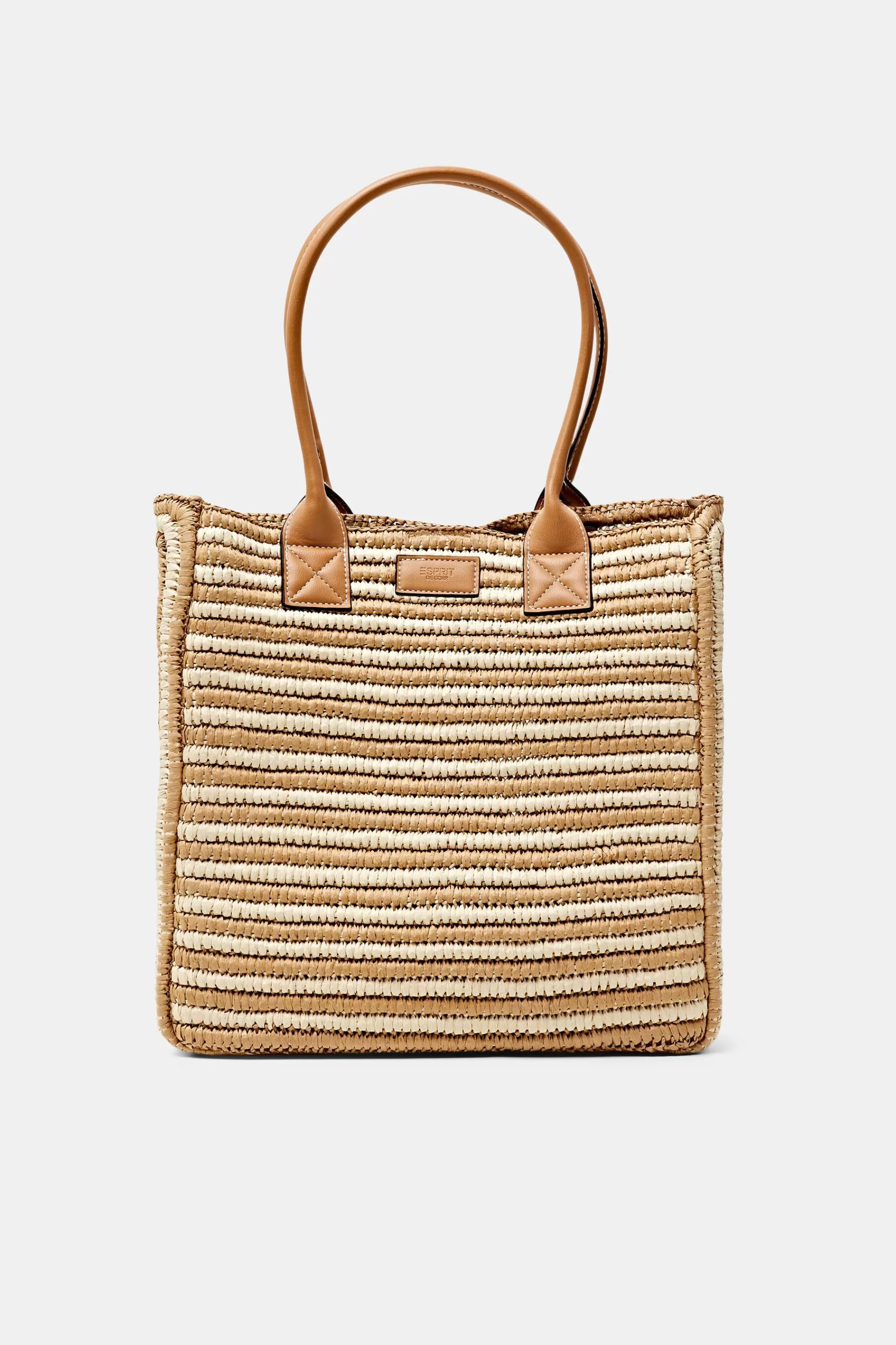 Tote Bag aus Raffia mit Henkeln in Lederoptik-ESPRIT Best