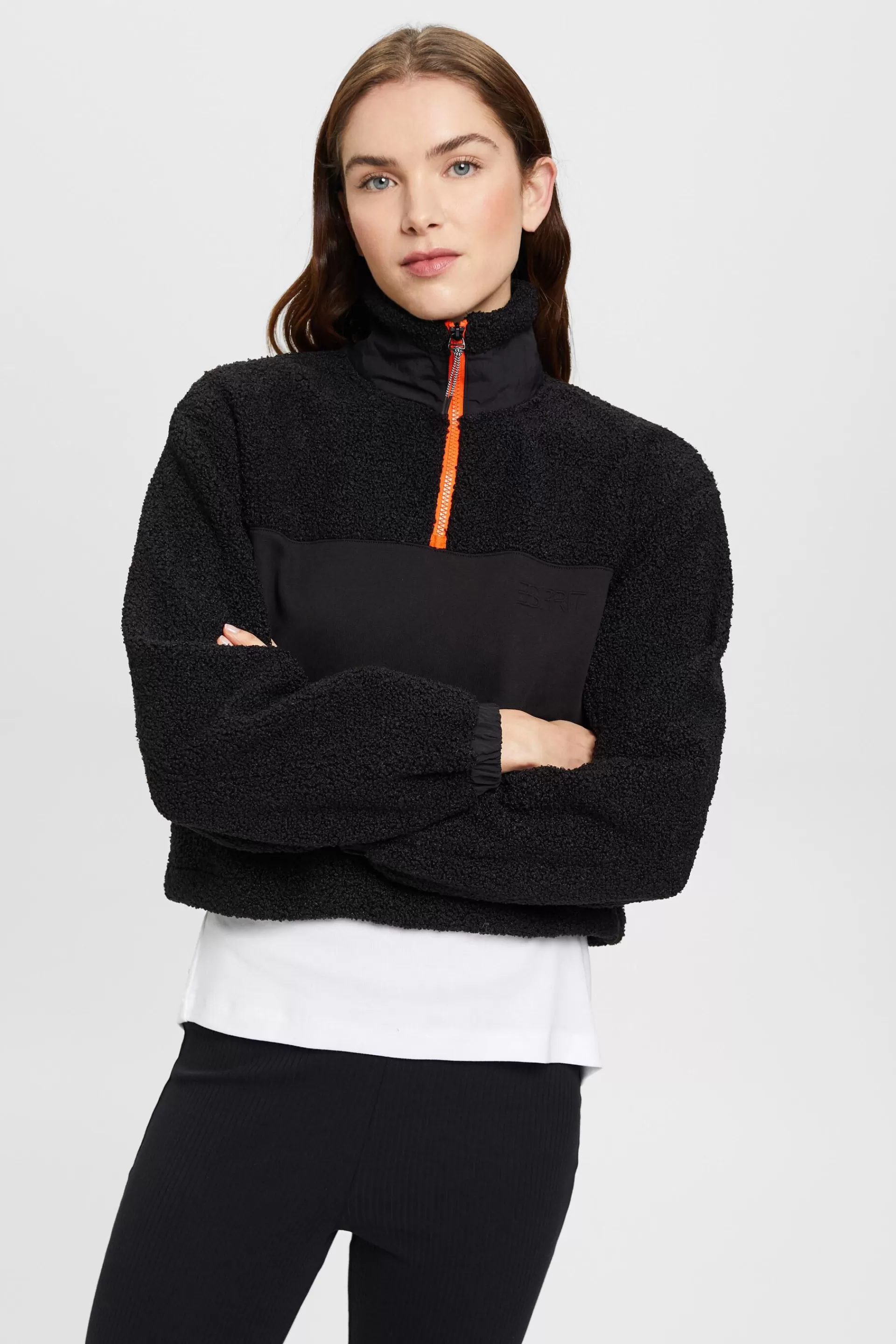 Troyer-Sweatshirt aus Materialmix-ESPRIT Sale