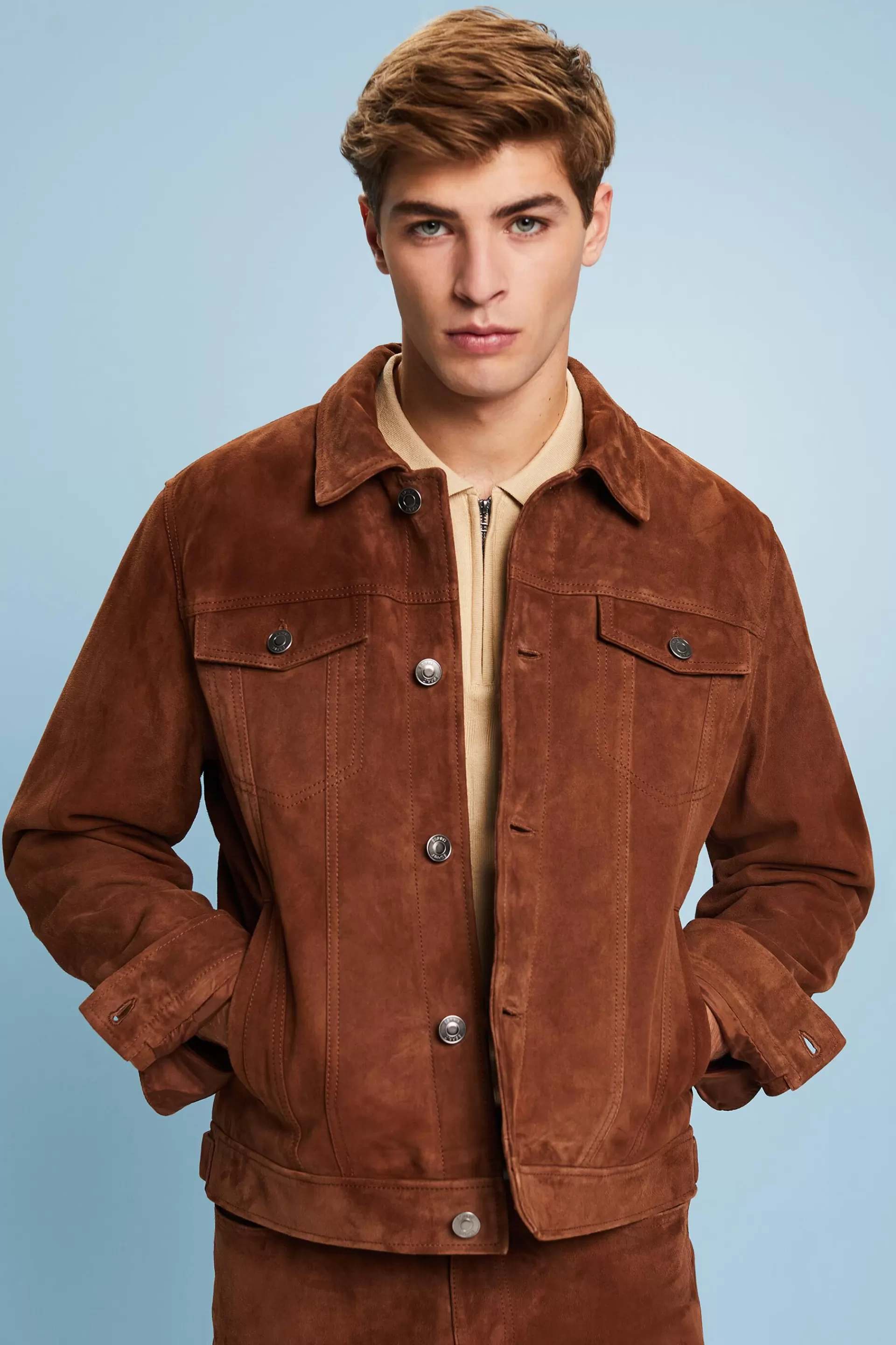 Truckerjacke aus Rauleder-ESPRIT Cheap