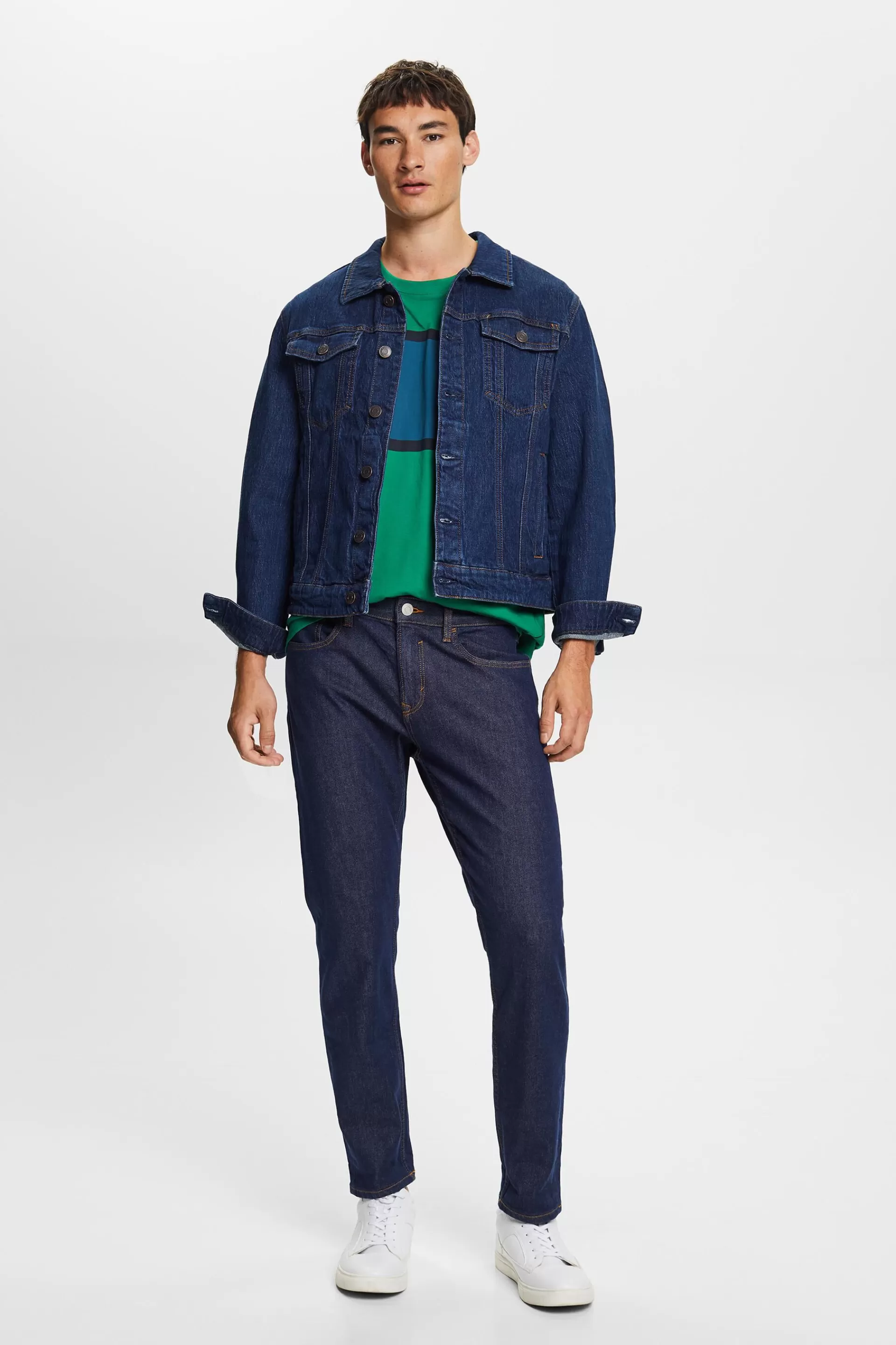Truckerjacke im Jeanslook, Baumwollstretch-ESPRIT Outlet