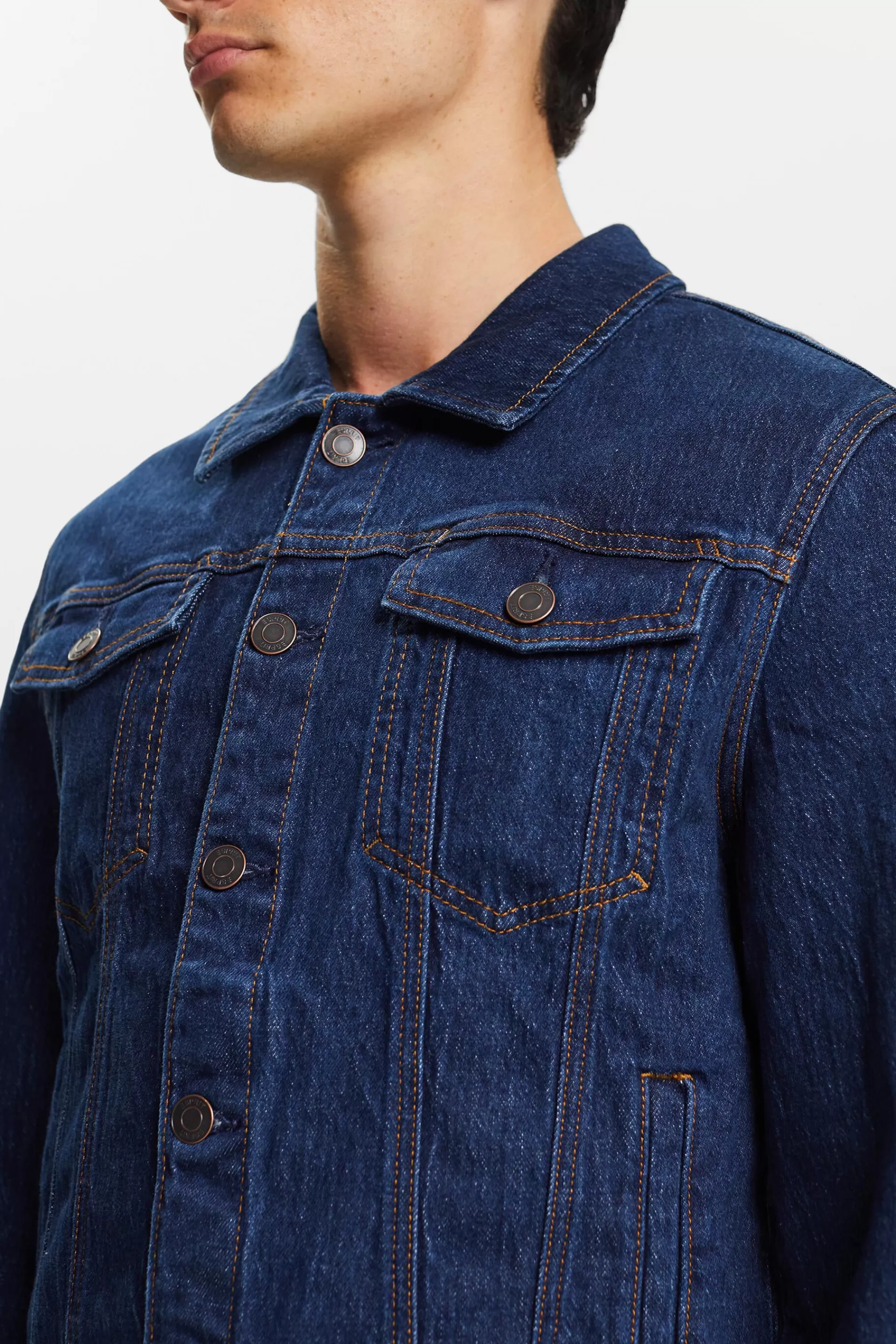 Truckerjacke im Jeanslook, Baumwollstretch-ESPRIT Outlet