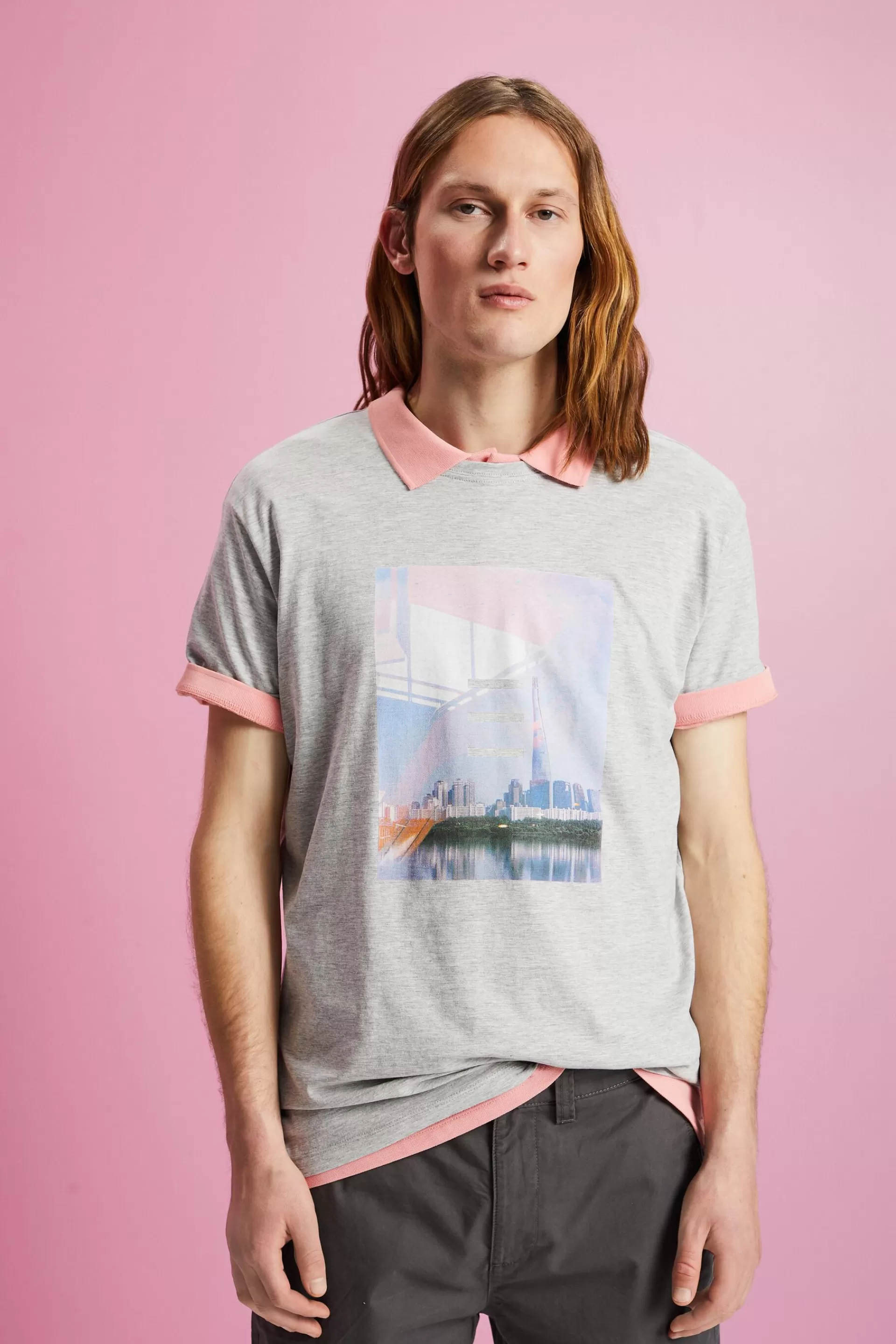 T-Shirt aus Baumwollmix mit Print-ESPRIT Cheap