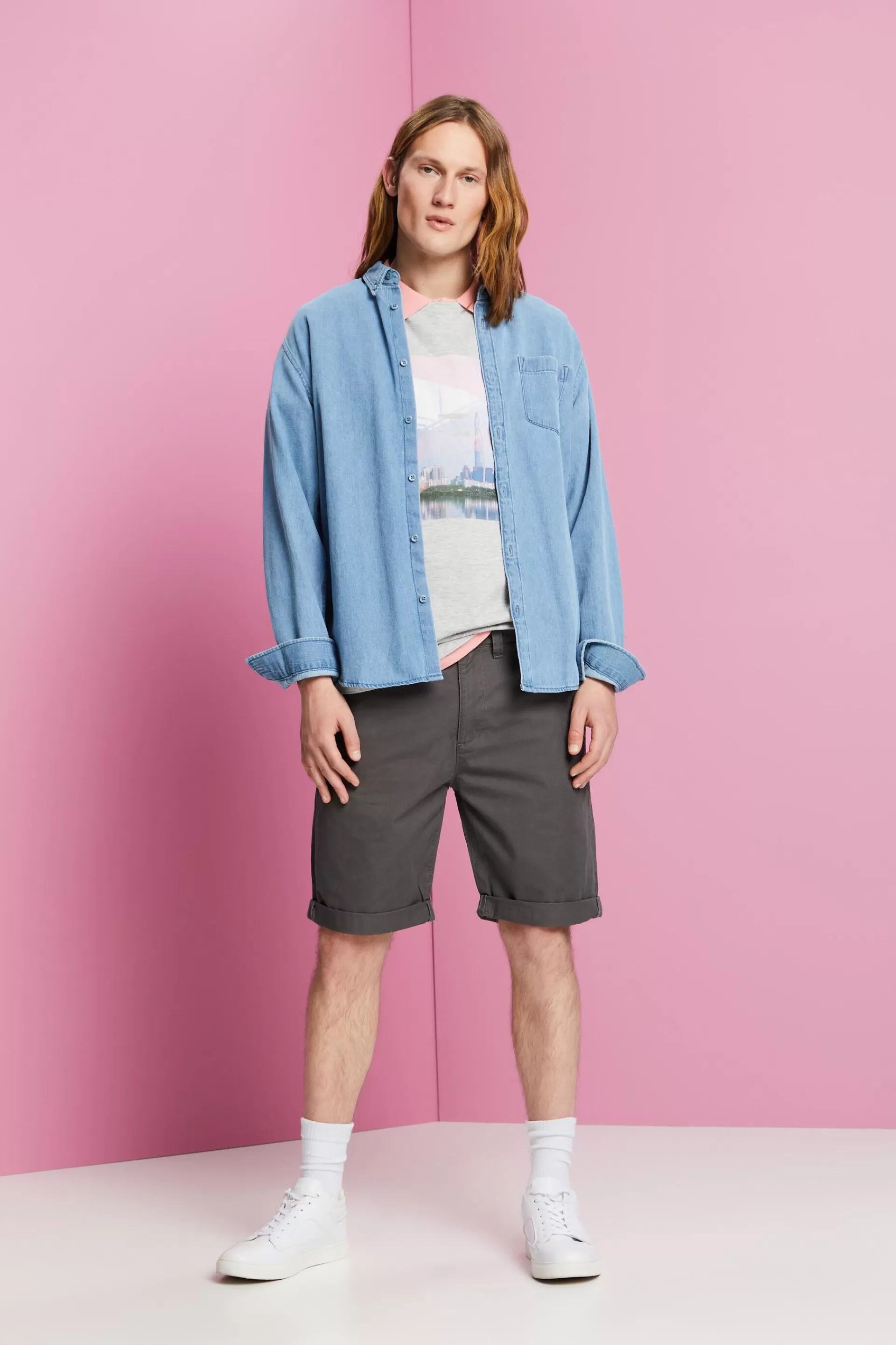 T-Shirt aus Baumwollmix mit Print-ESPRIT Cheap