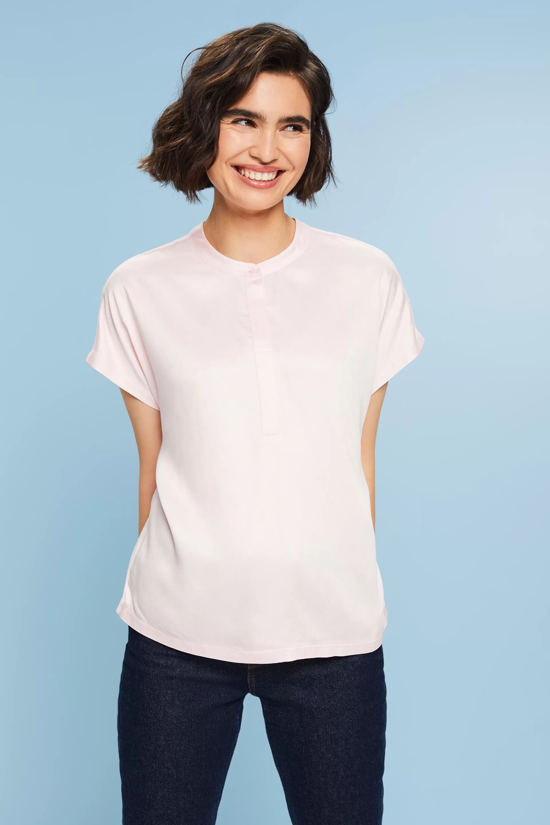 T-Shirt aus einem Materialmix-ESPRIT Clearance