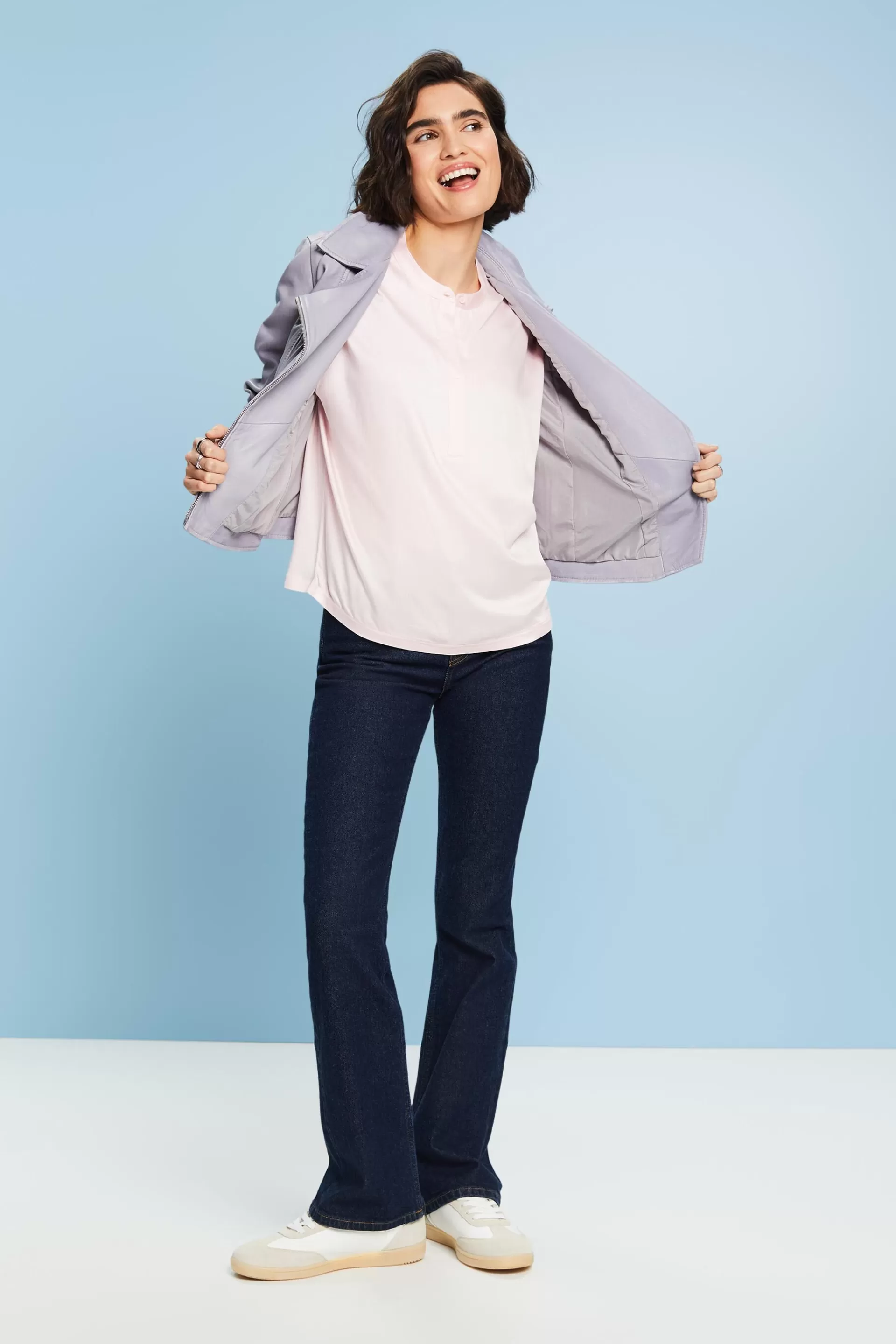 T-Shirt aus einem Materialmix-ESPRIT Clearance