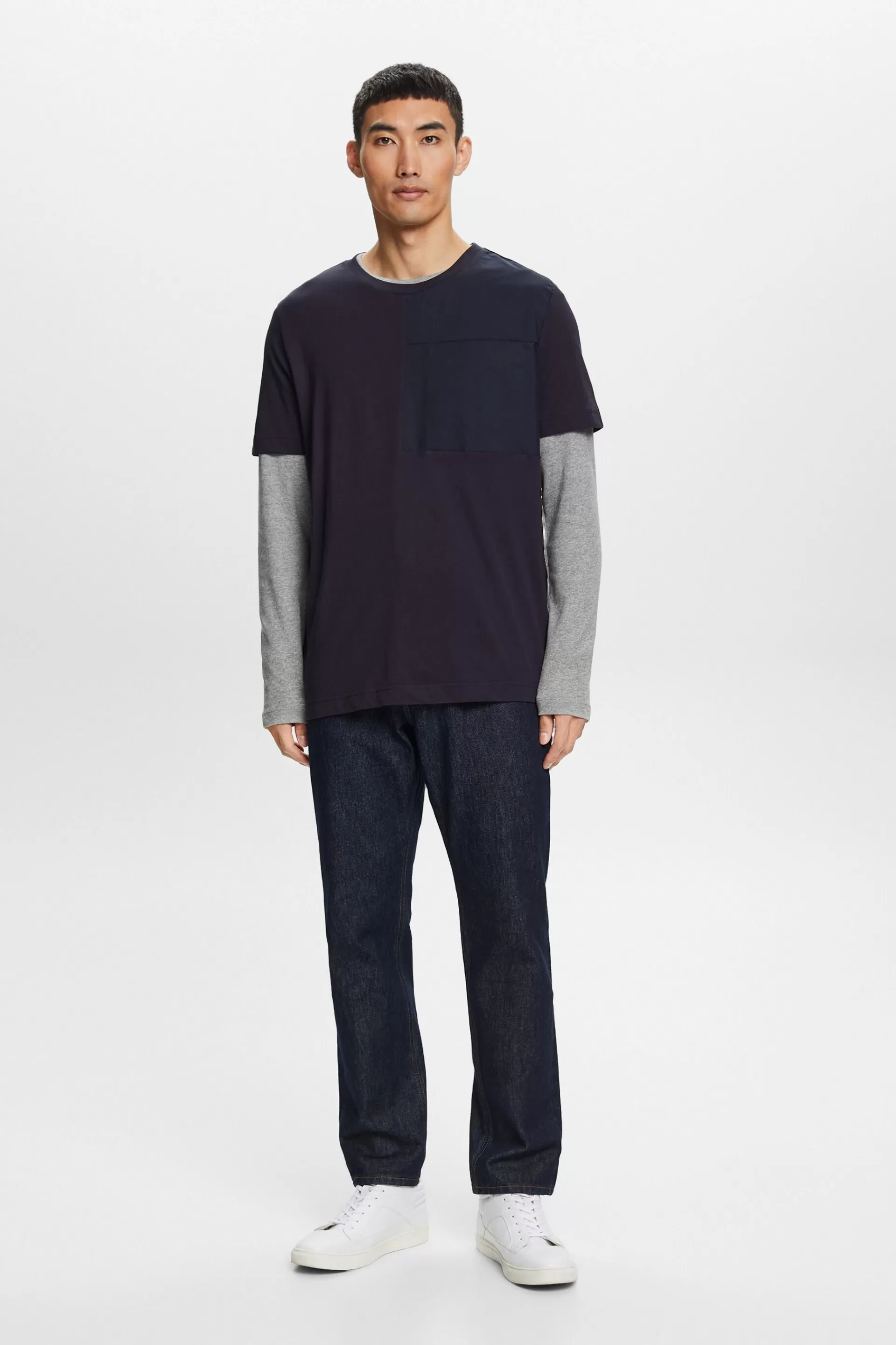 T-Shirt aus Jersey mit Brusttasche-ESPRIT Outlet