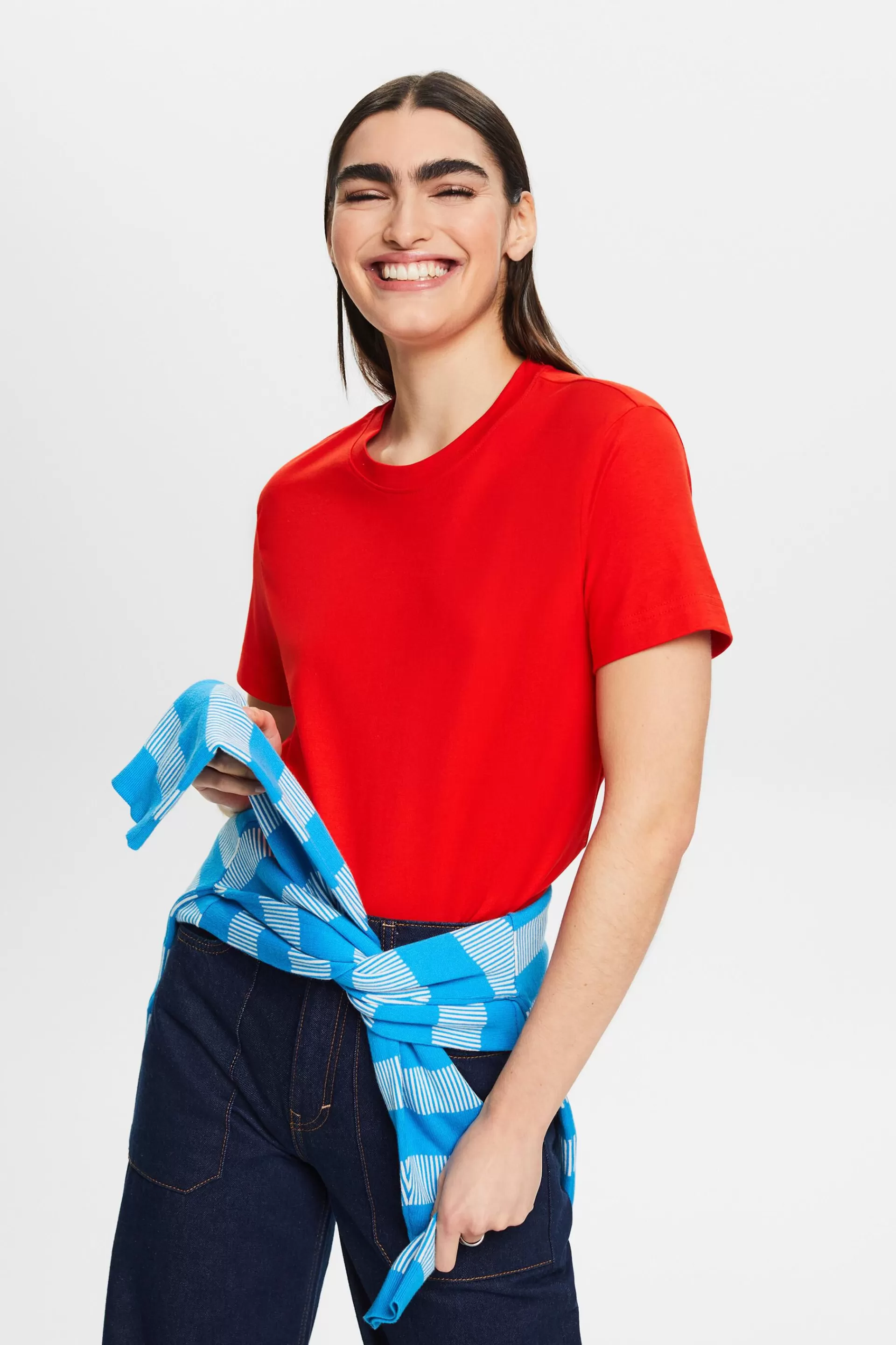 T-Shirt aus Pima-Baumwolle mit Rundhalsausschnitt-ESPRIT Flash Sale