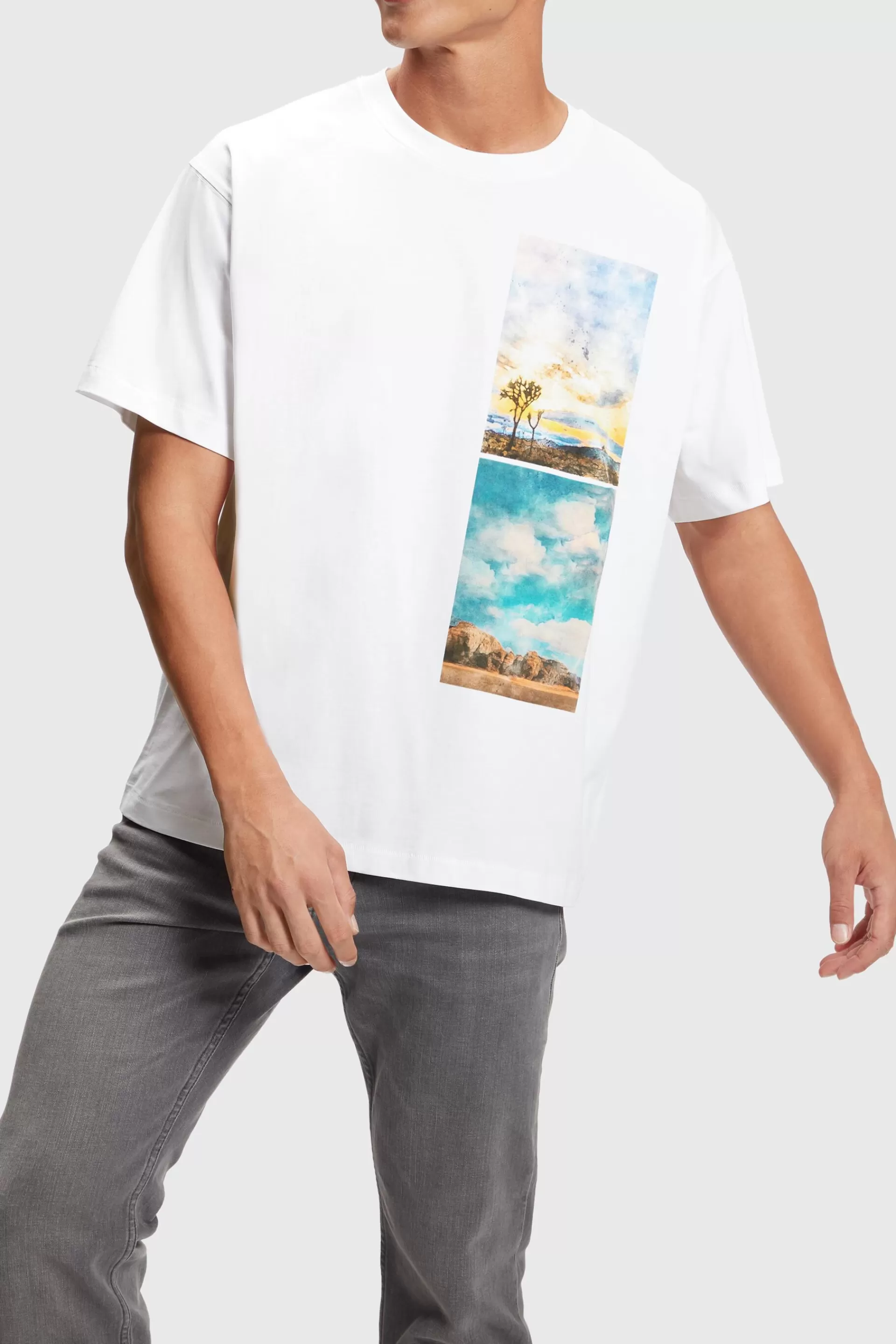T-Shirt mit abgesetztem Landschafts-Print-ESPRIT Outlet