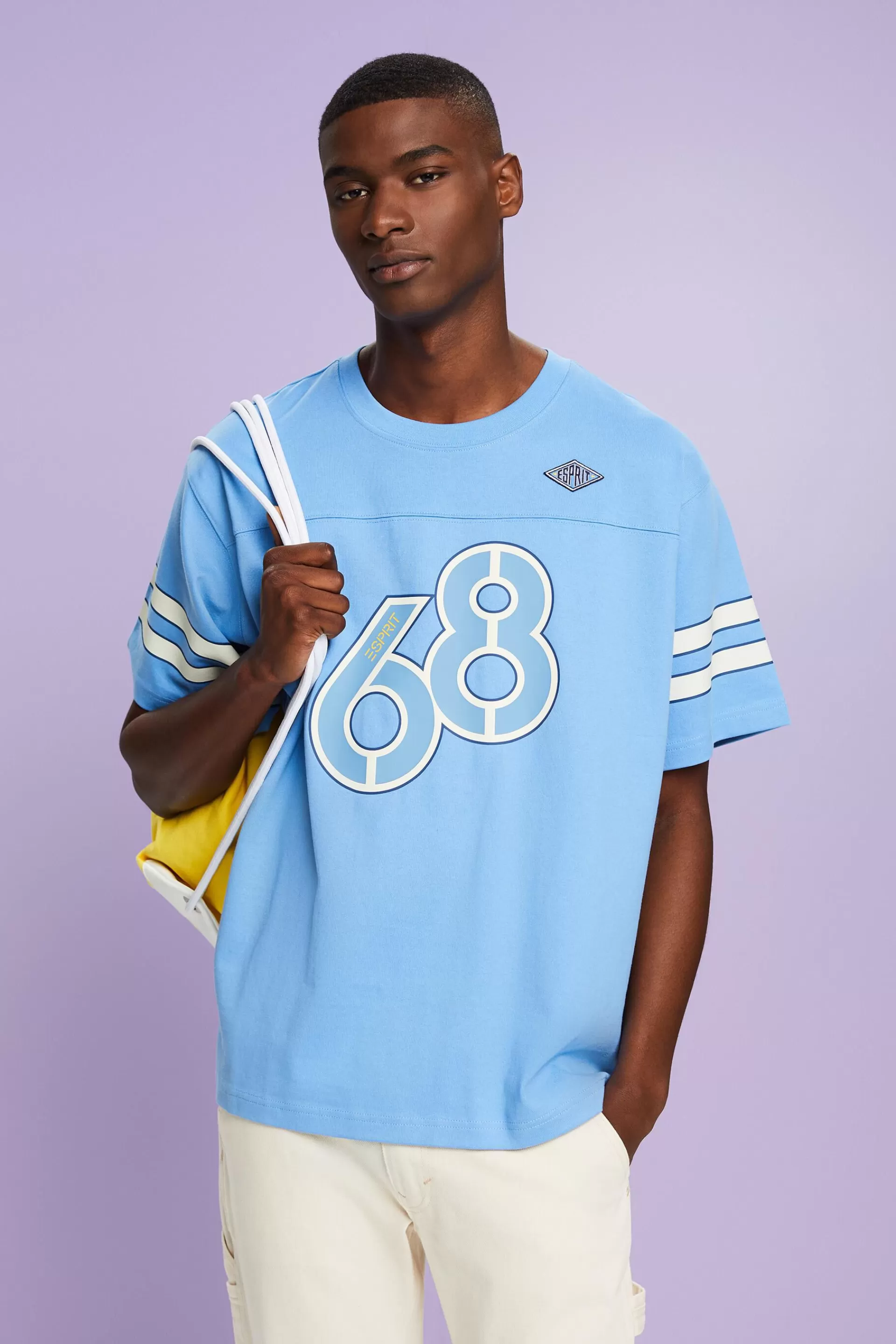 T-Shirt mit grafischem Print und Streifen am Ärmel-ESPRIT Outlet