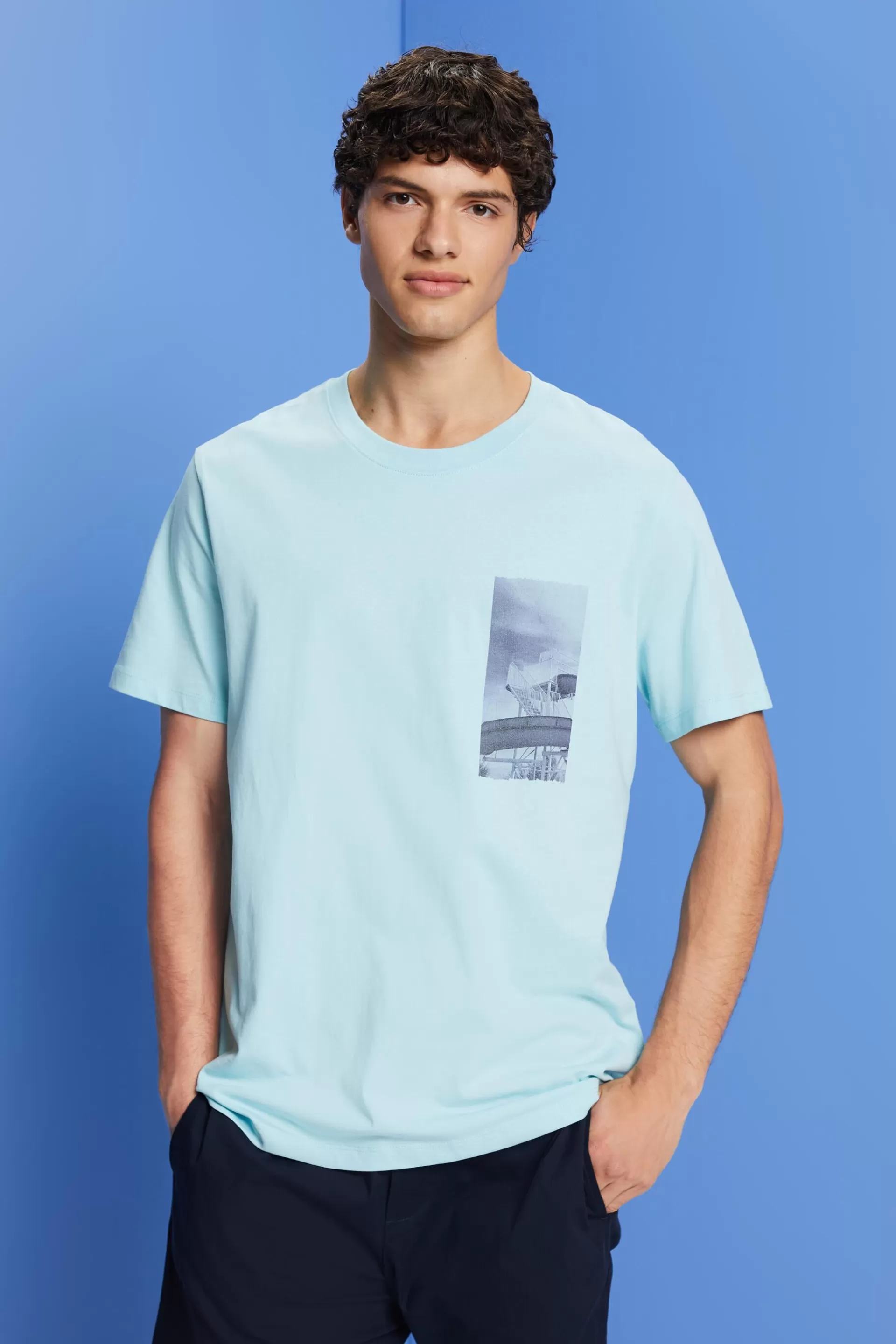 T-Shirt mit Print auf der Brust, 100 % Baumwolle-ESPRIT New