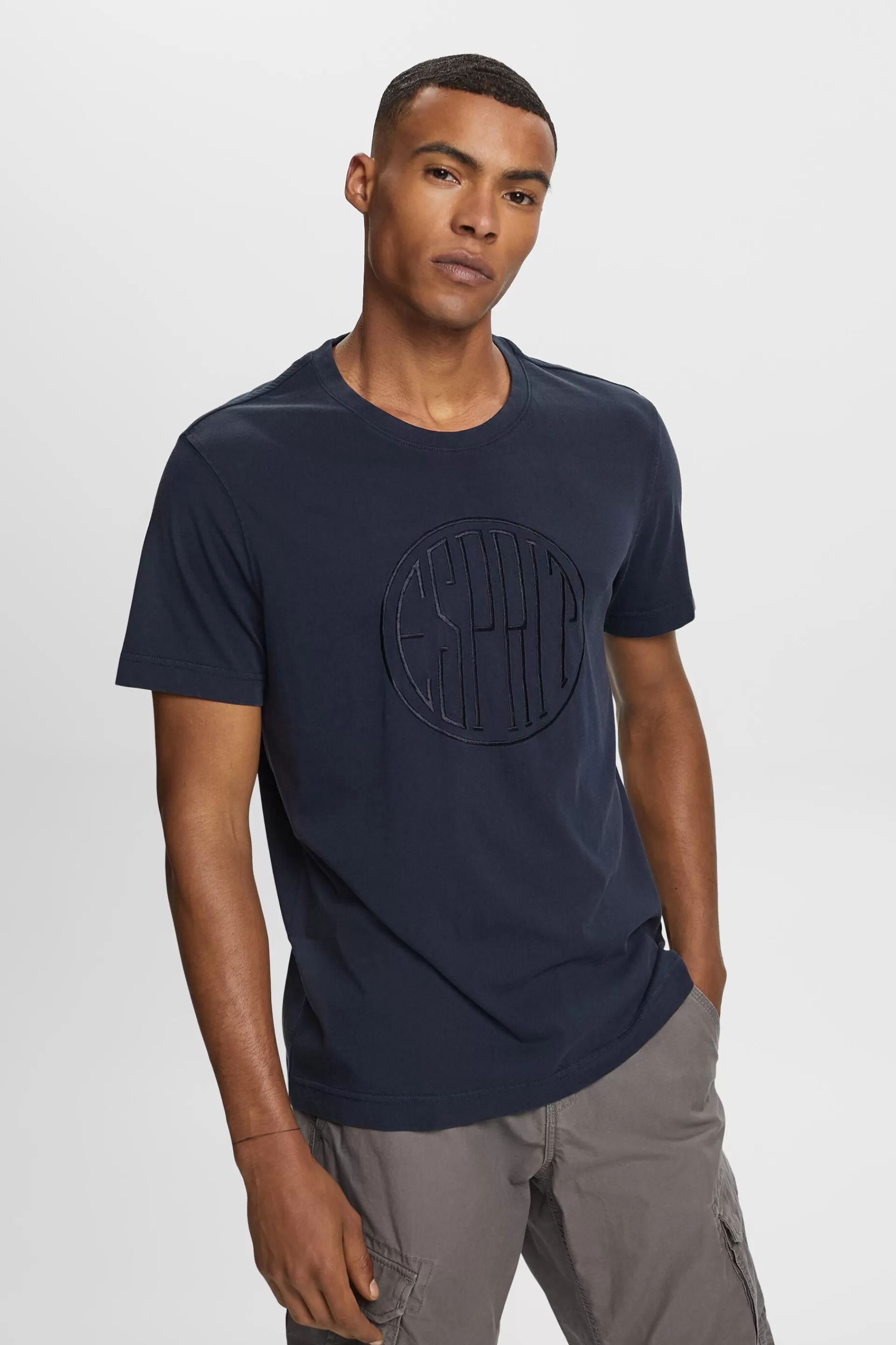 T-Shirt mit Sticklogo, 100 % Bio-Baumwolle-ESPRIT Store