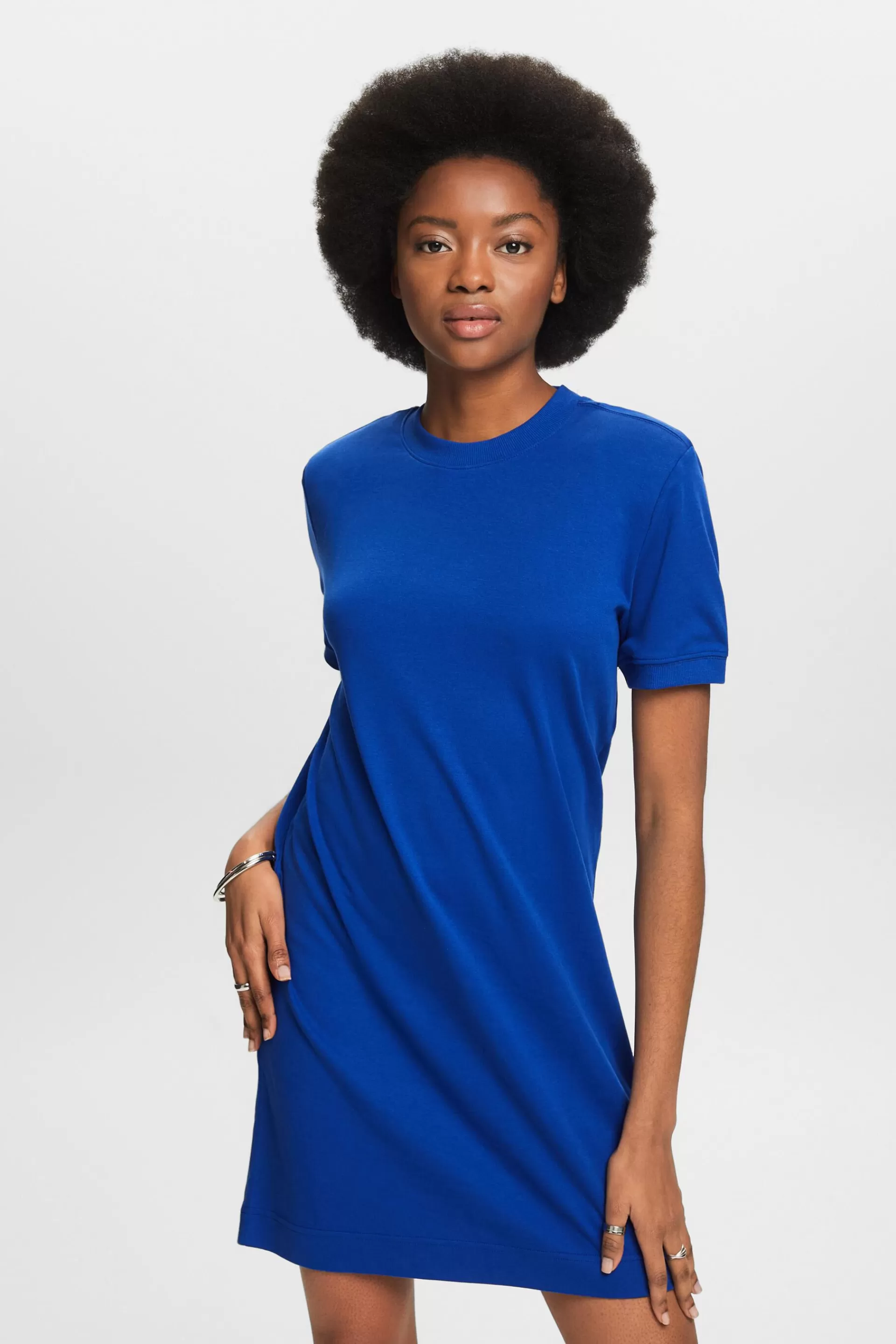 T-Shirt-Kleid aus Baumwolle mit Schulterpolster-ESPRIT Shop