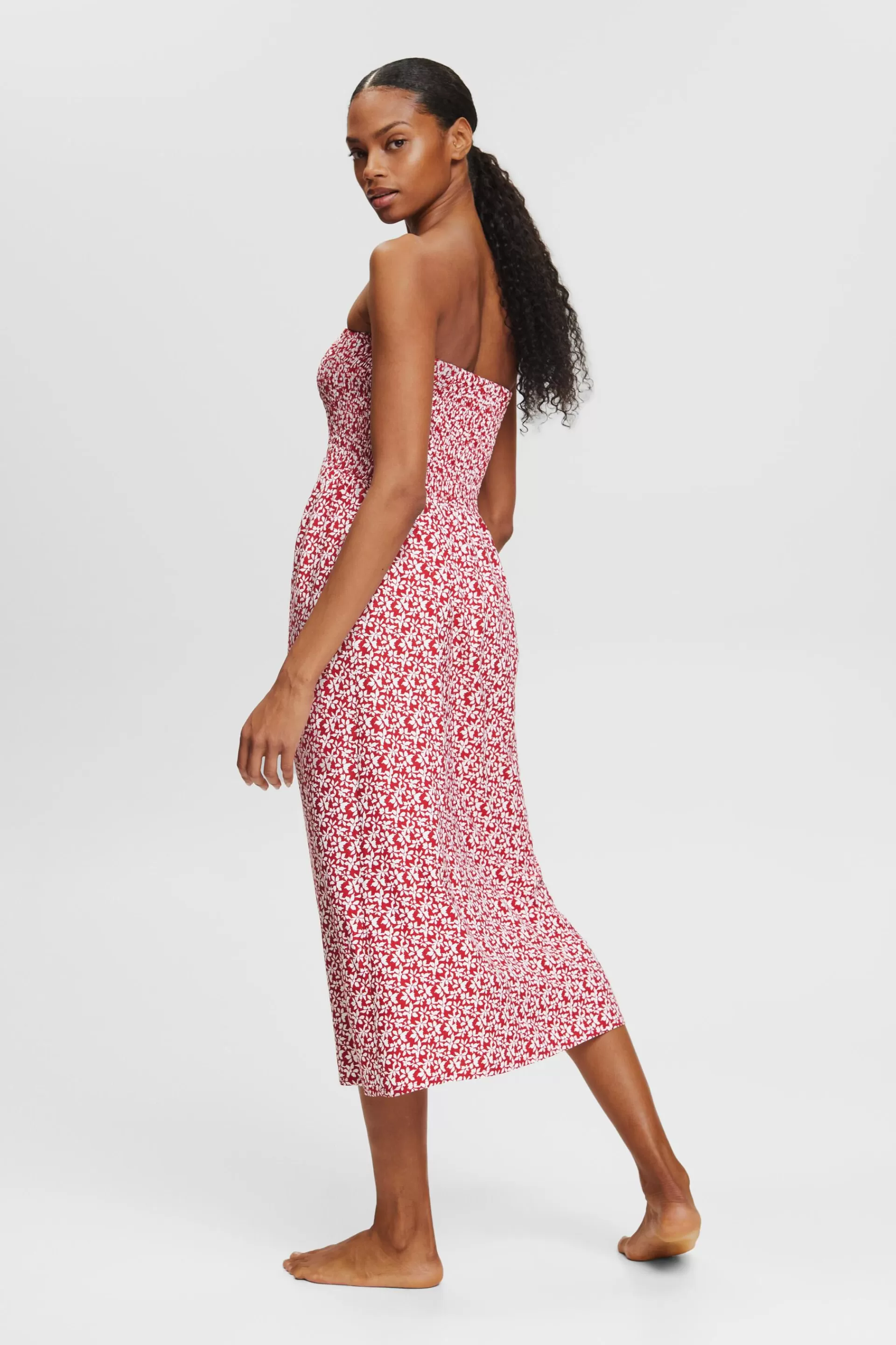 Tube-Kleid in Midilänge mit gesmokten Details-ESPRIT Outlet