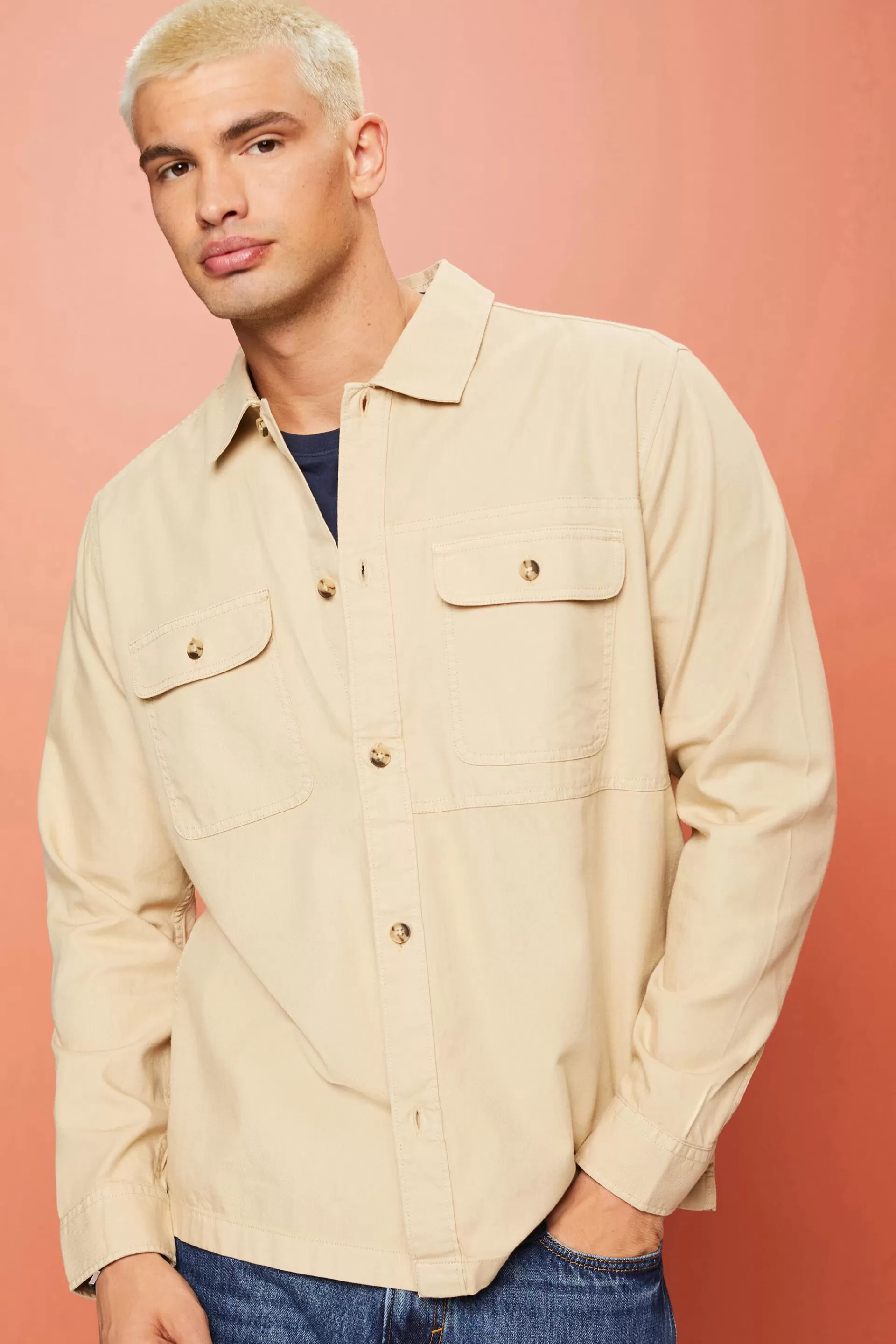 Twill-Overshirt, 100 % Baumwolle-ESPRIT Online