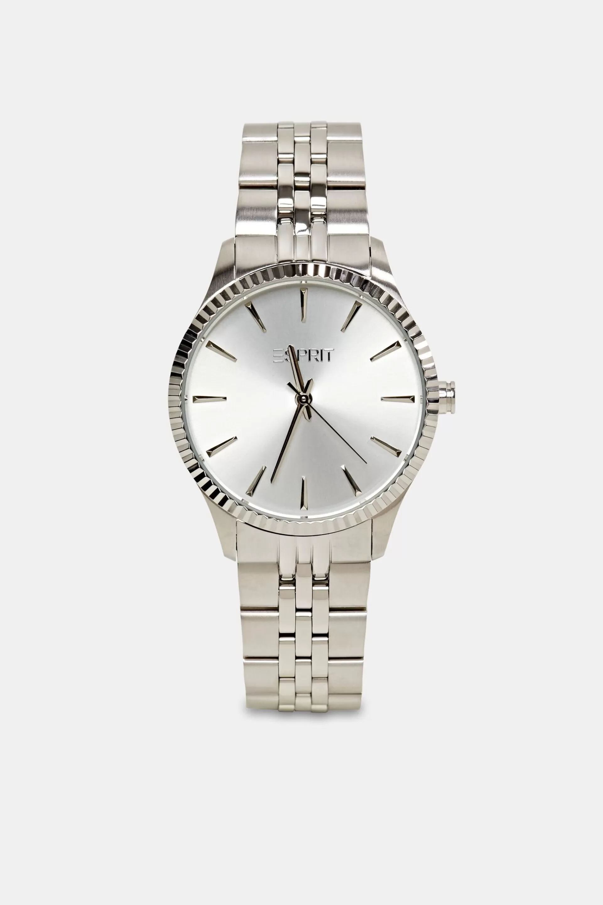 Uhr aus Edelstahl mit geriffelter Lünette-ESPRIT Best Sale