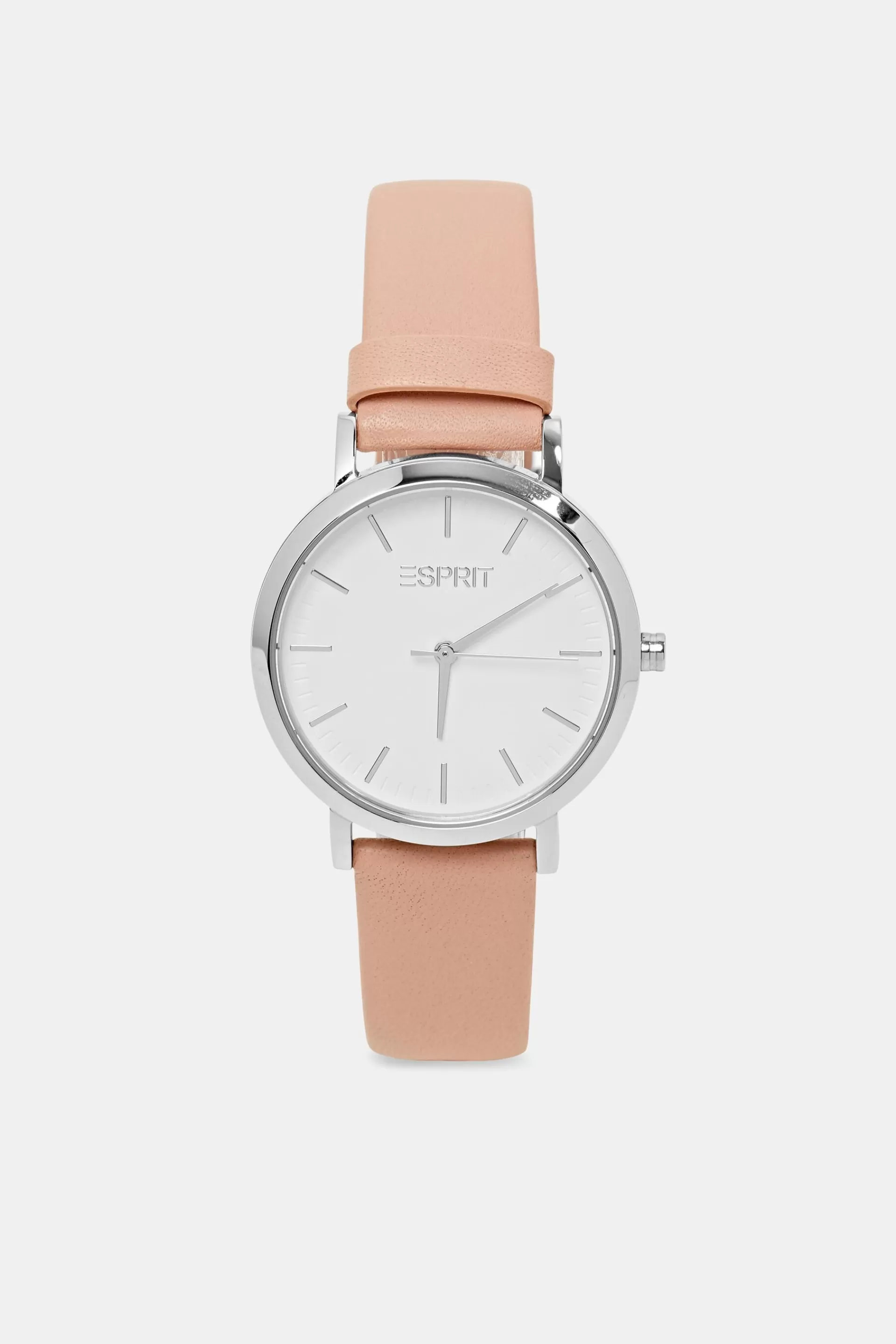Uhr aus Edelstahl mit Lederarmband-ESPRIT Discount