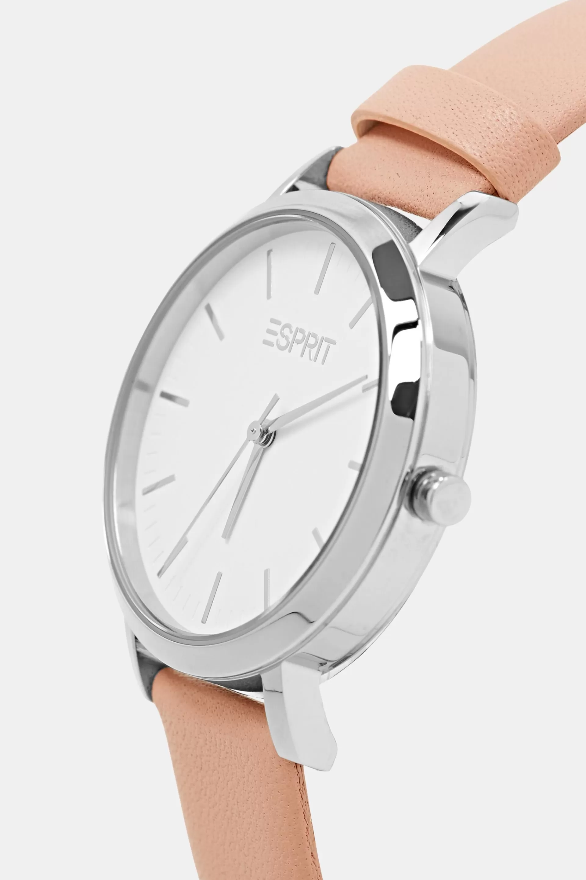 Uhr aus Edelstahl mit Lederarmband-ESPRIT Discount