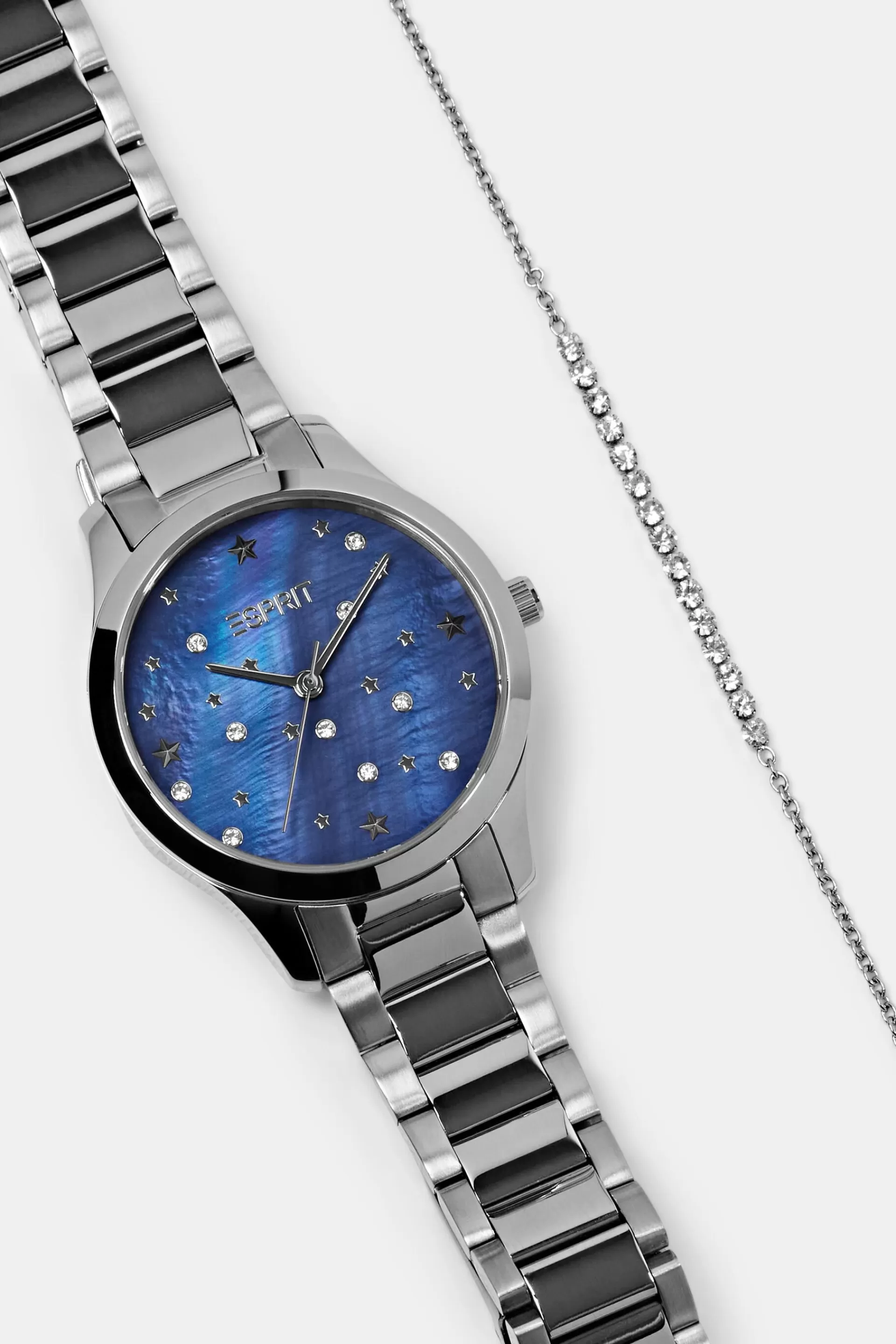 Uhren-Set aus Edelstahl mit Zirkoniasteinen-ESPRIT Store