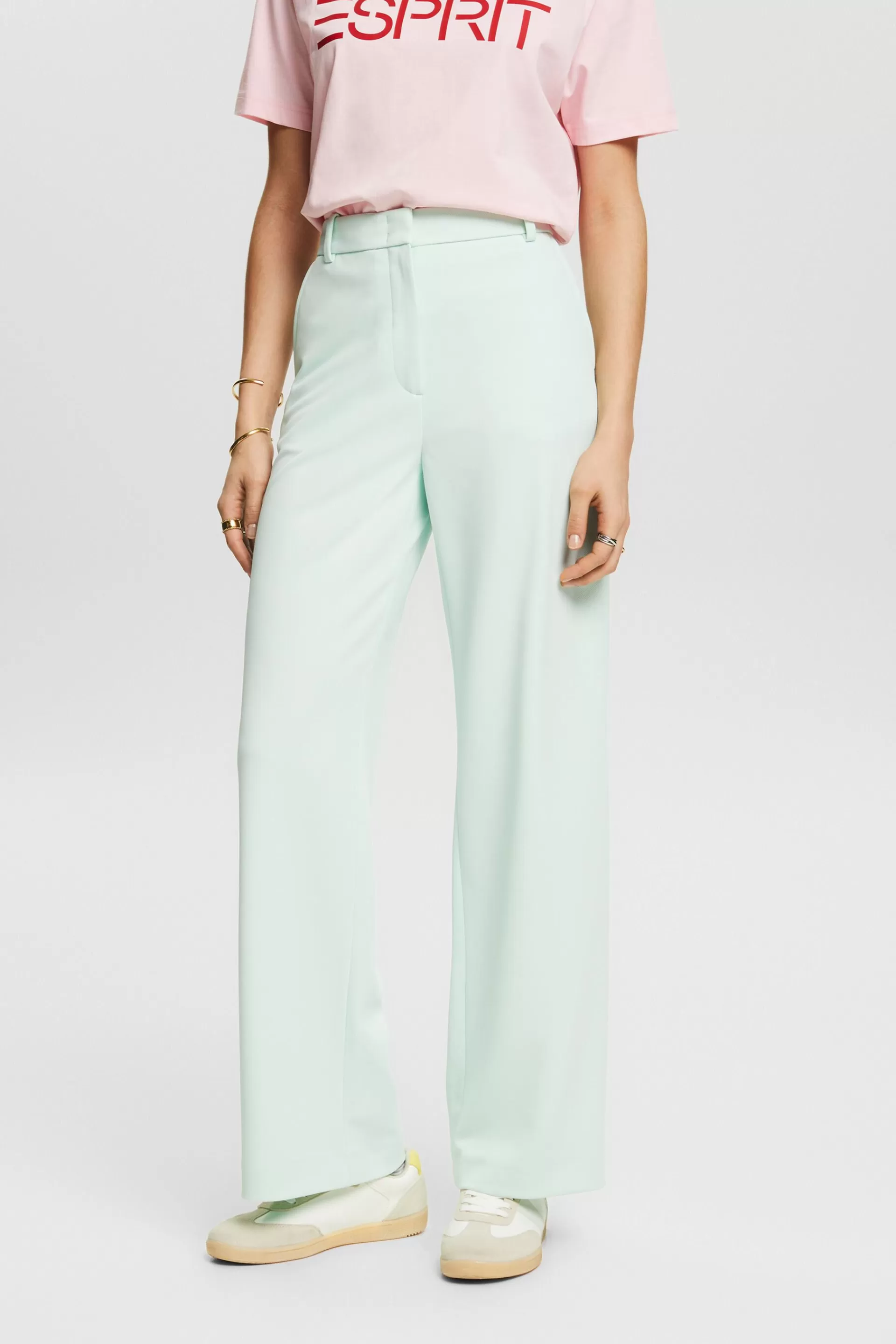 Unisex Hose aus Ponte-Twill mit weitem Bein-ESPRIT Store