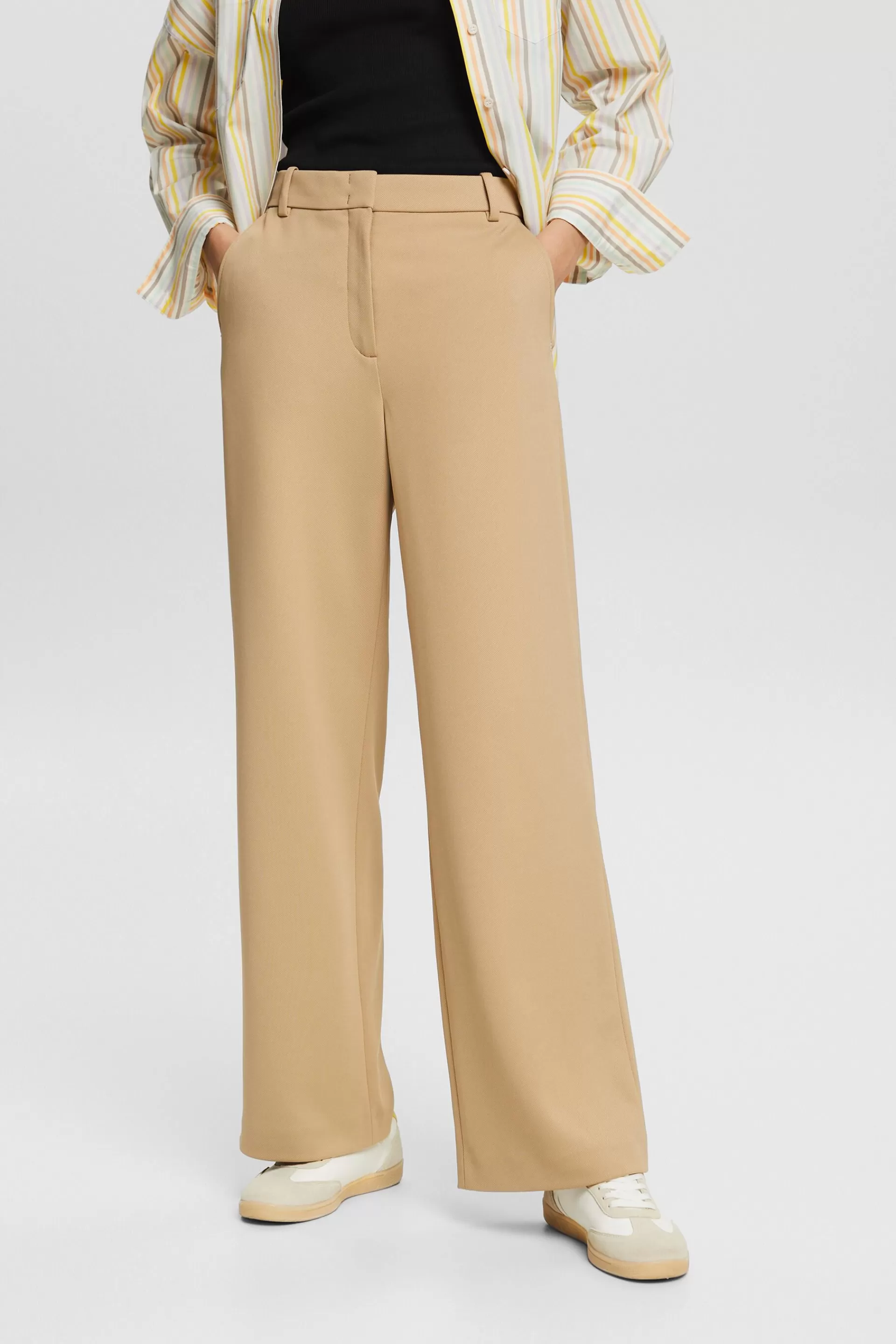 Unisex Hose aus Ponte-Twill mit weitem Bein-ESPRIT Discount