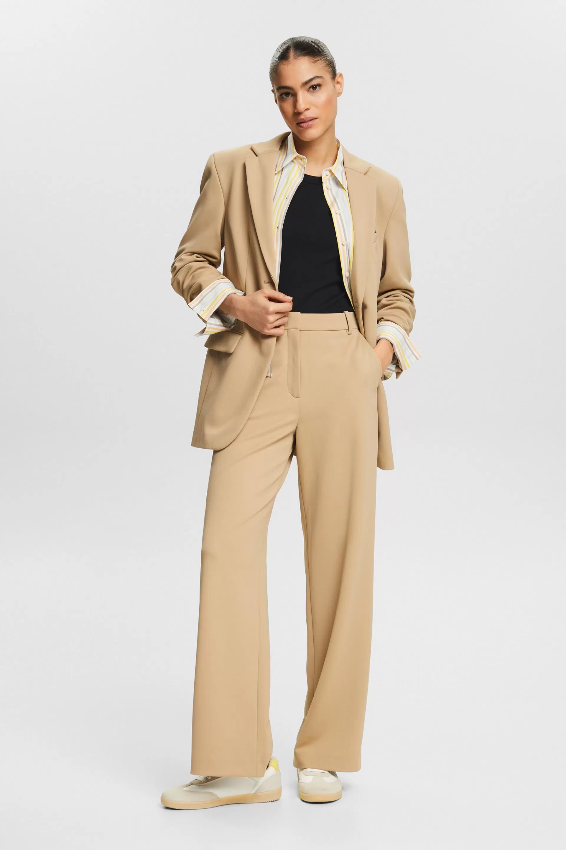 Unisex Hose aus Ponte-Twill mit weitem Bein-ESPRIT Discount
