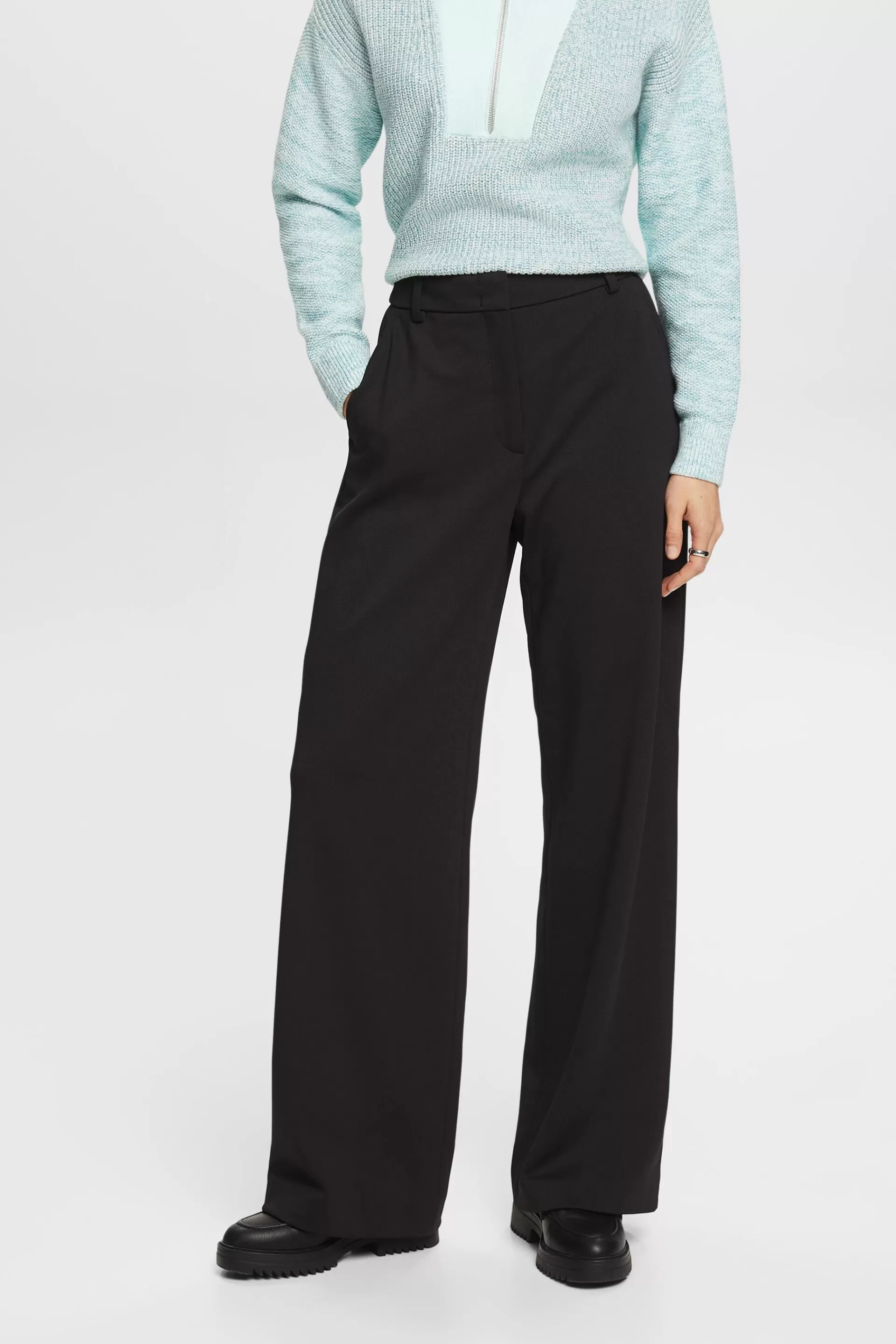 Unisex Hose aus Ponte-Twill mit weitem Bein-ESPRIT Discount