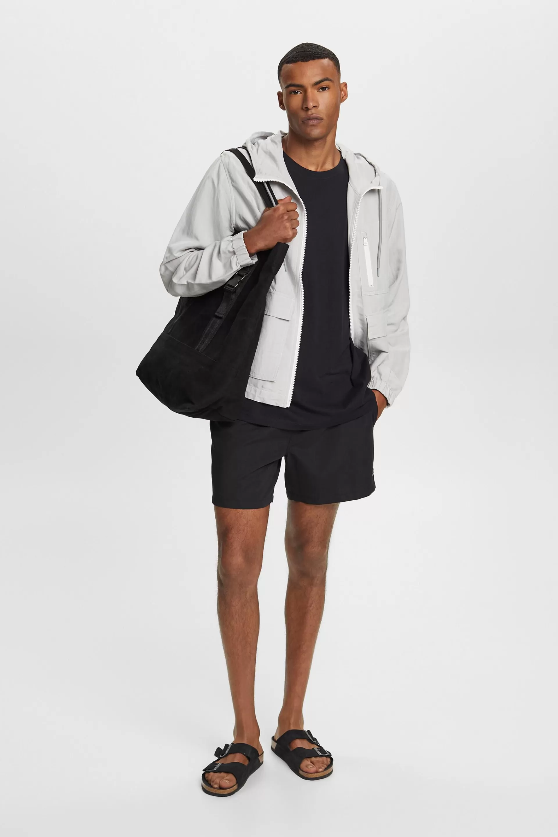 Übergangsjacke mit Kapuze, Leinenmix-ESPRIT Discount