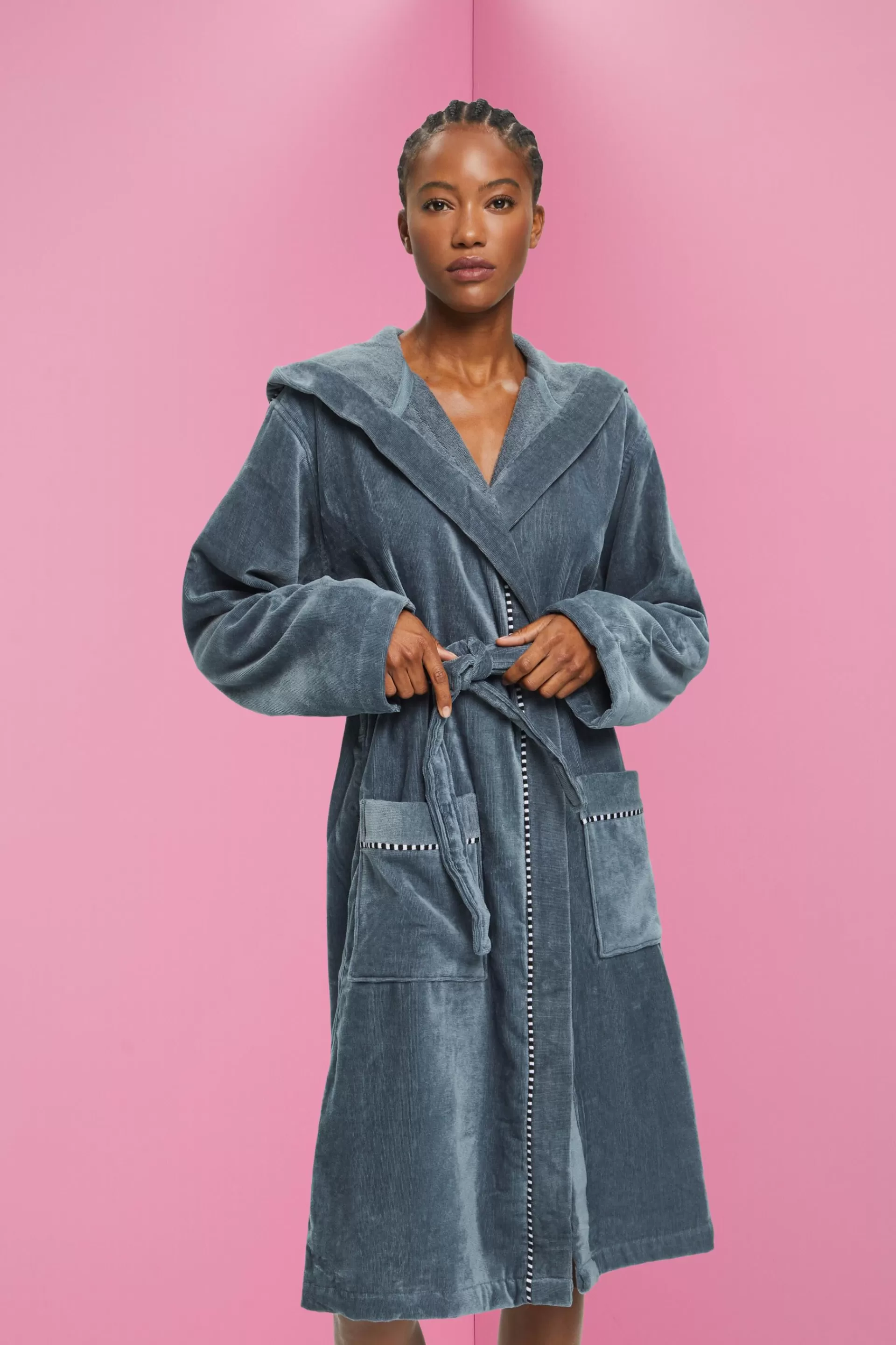 Velours-Bademantel, 100% Baumwolle-ESPRIT New