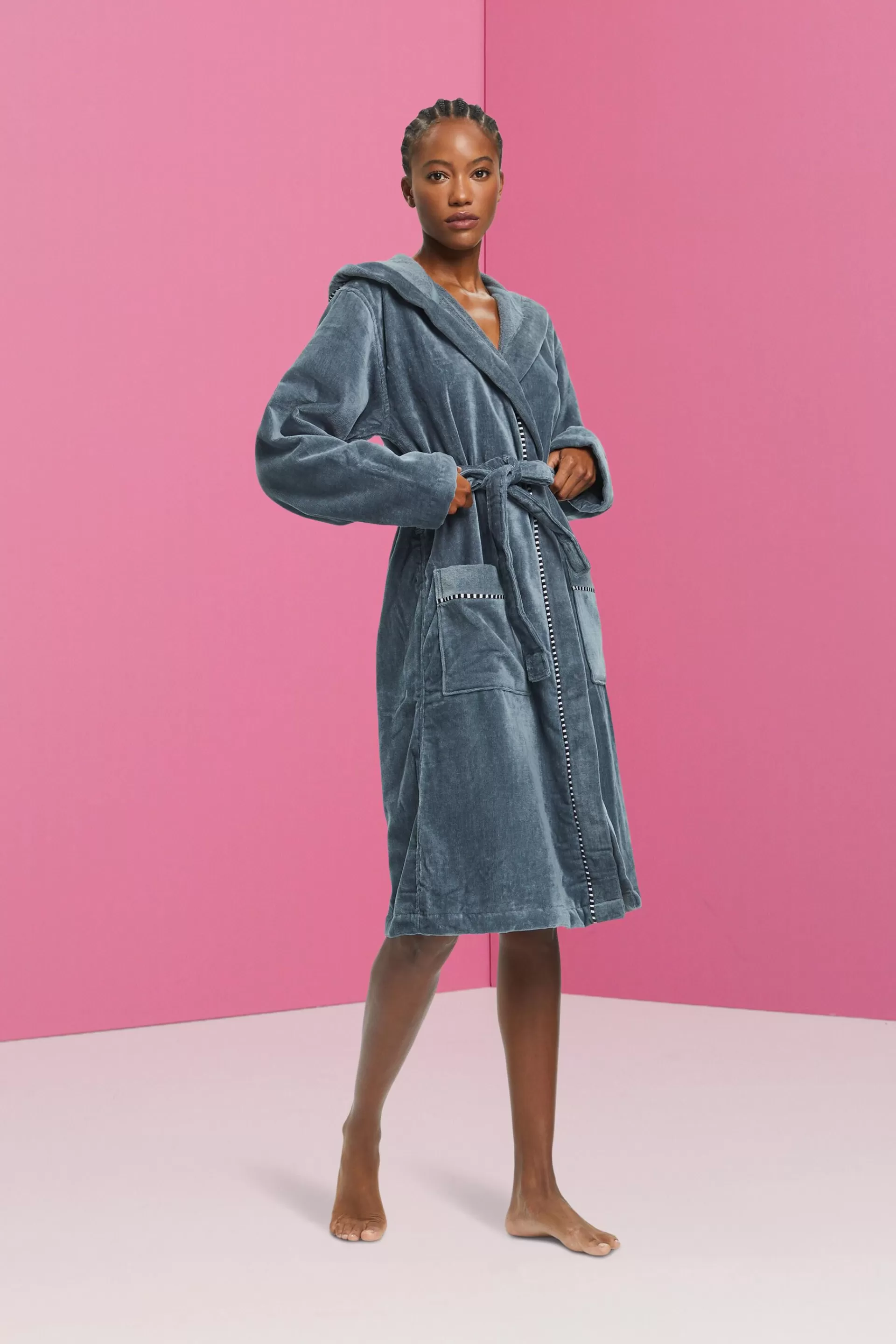 Velours-Bademantel, 100% Baumwolle-ESPRIT New