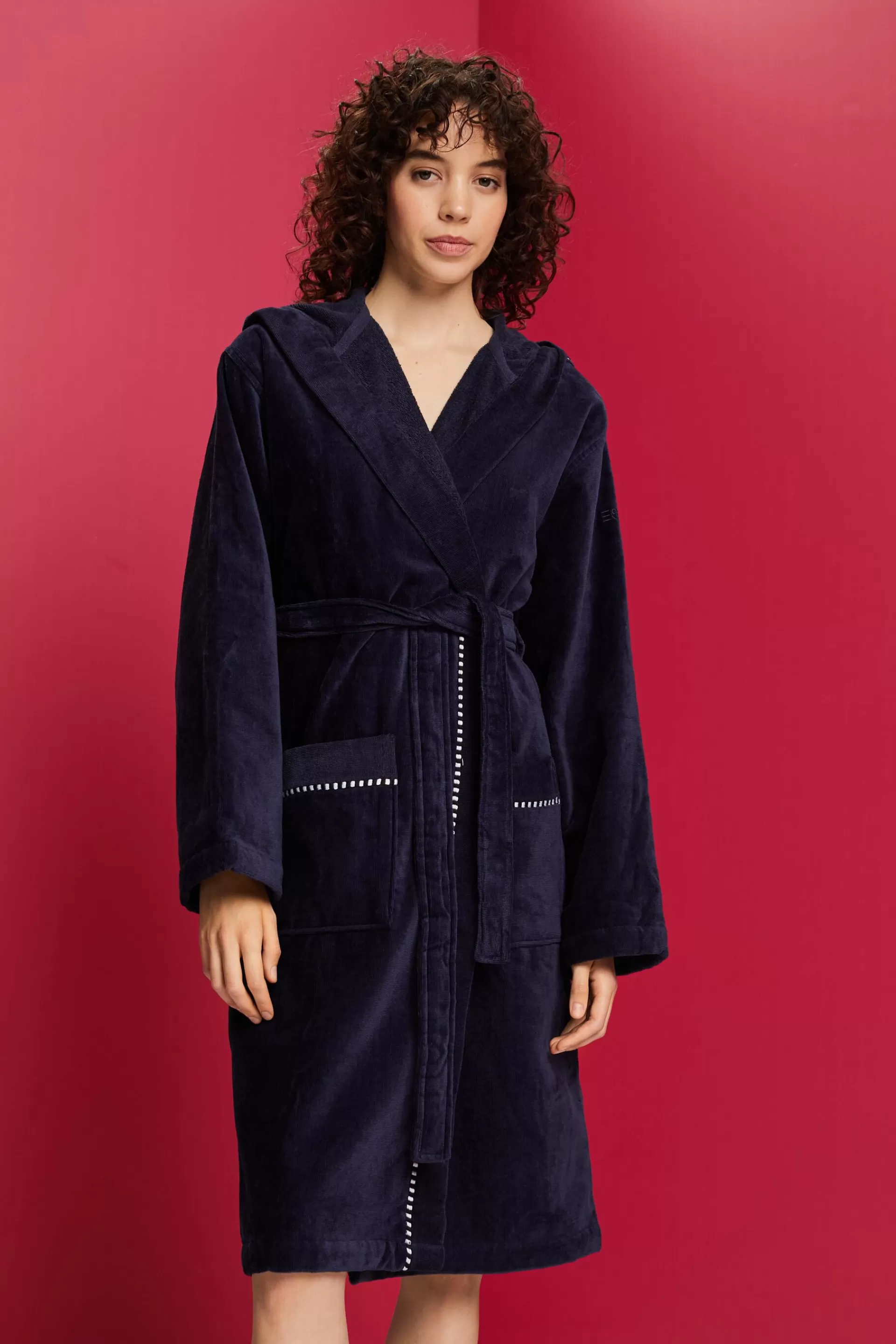 Velours-Bademantel, 100% Baumwolle-ESPRIT Clearance