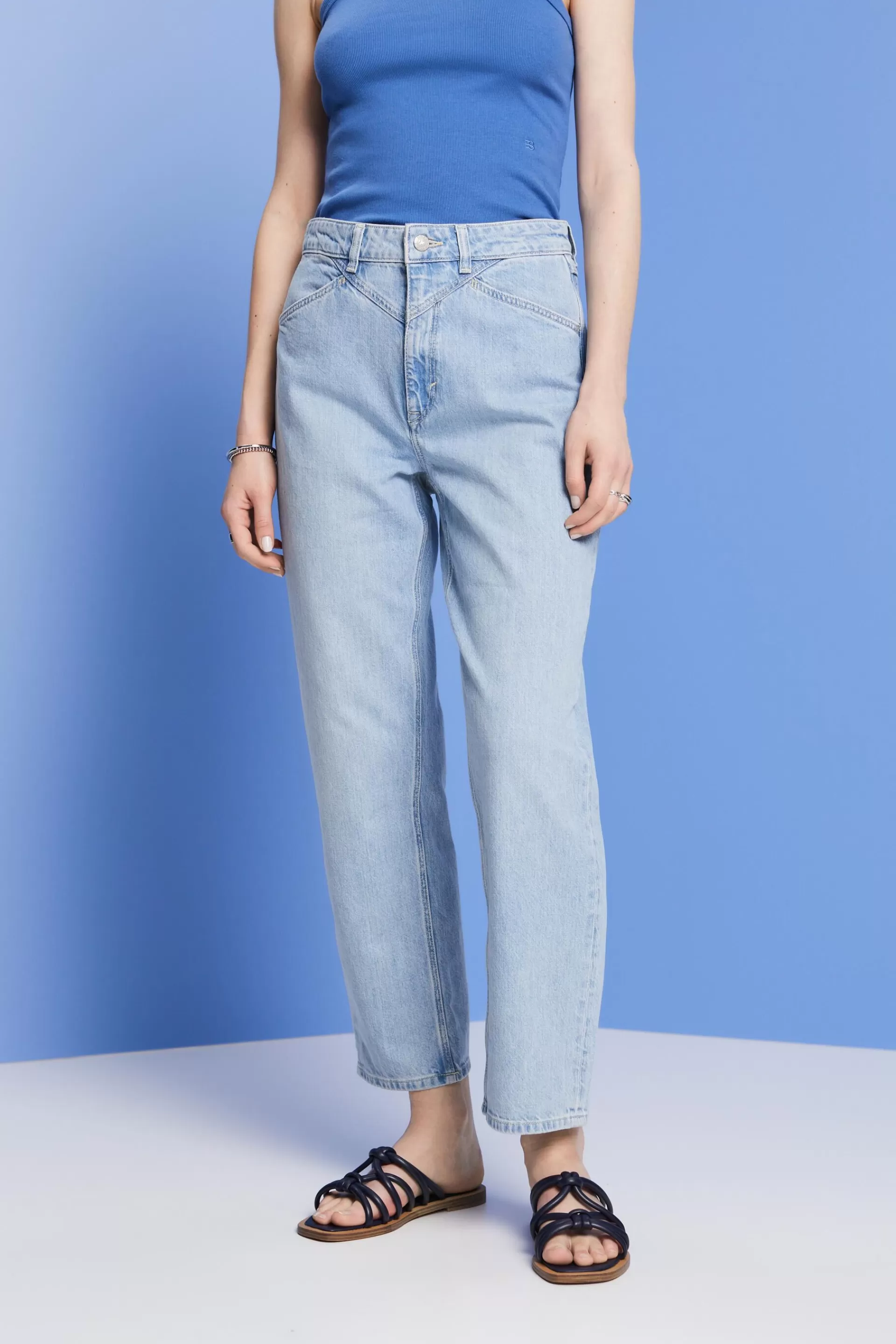 Verkürzte Jeans in Dad-Passform-ESPRIT Sale
