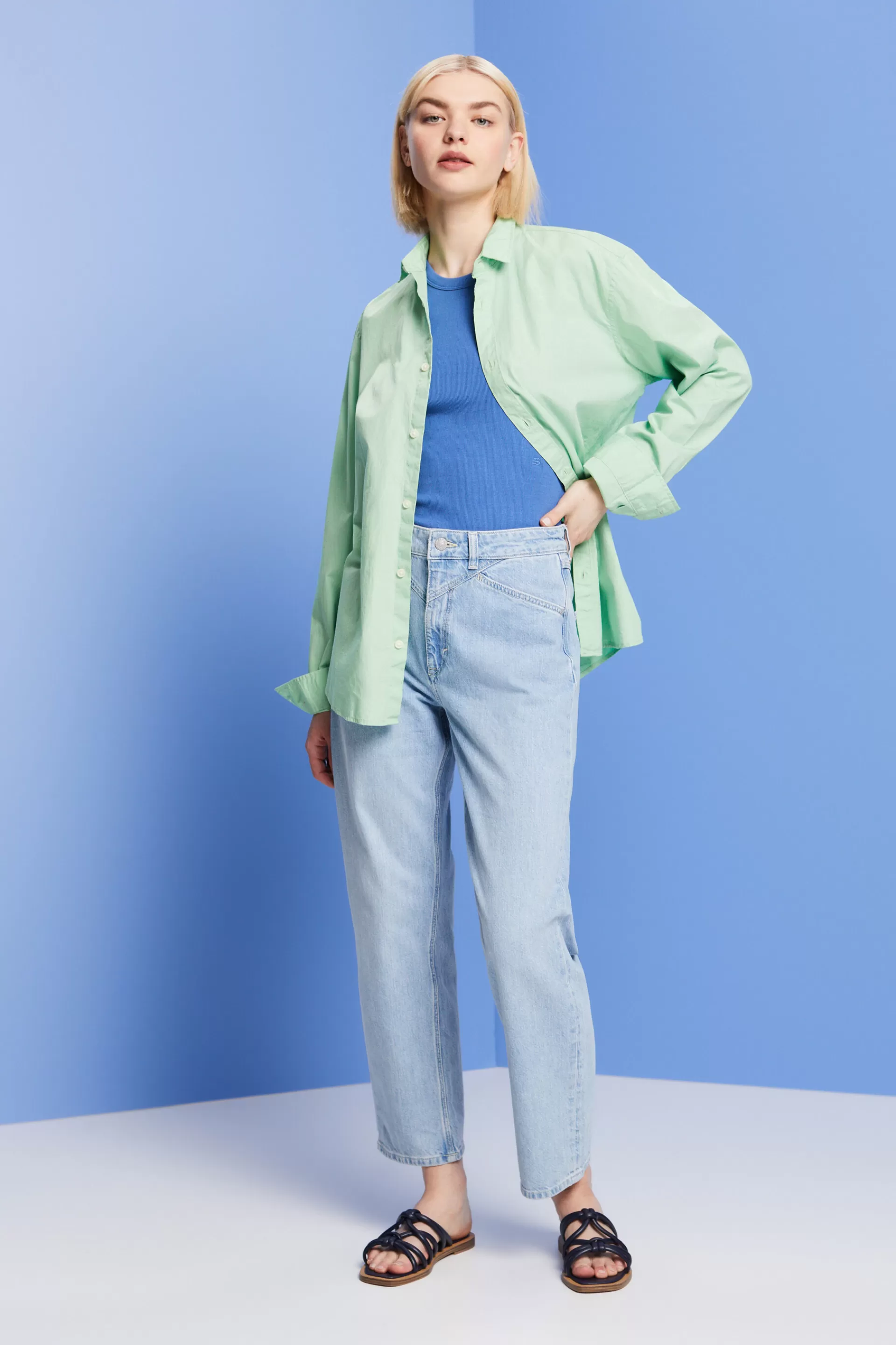 Verkürzte Jeans in Dad-Passform-ESPRIT Sale
