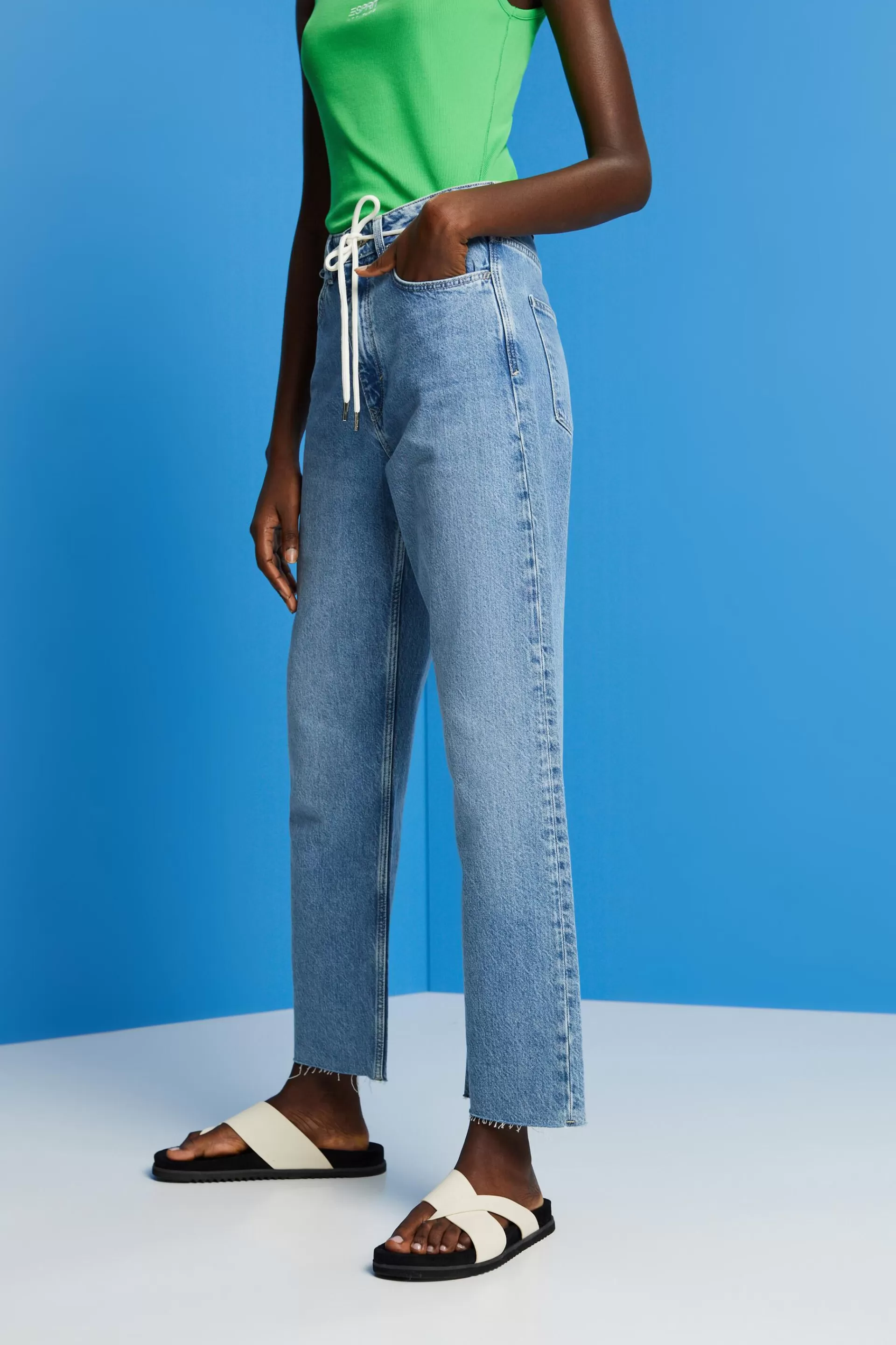 Verkürzte Jeans in Dad-Passform-ESPRIT Online