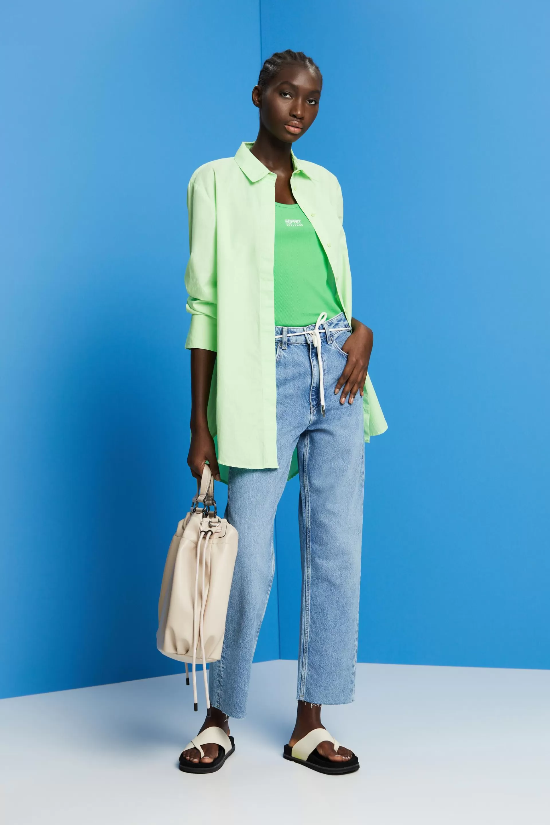 Verkürzte Jeans in Dad-Passform-ESPRIT Online