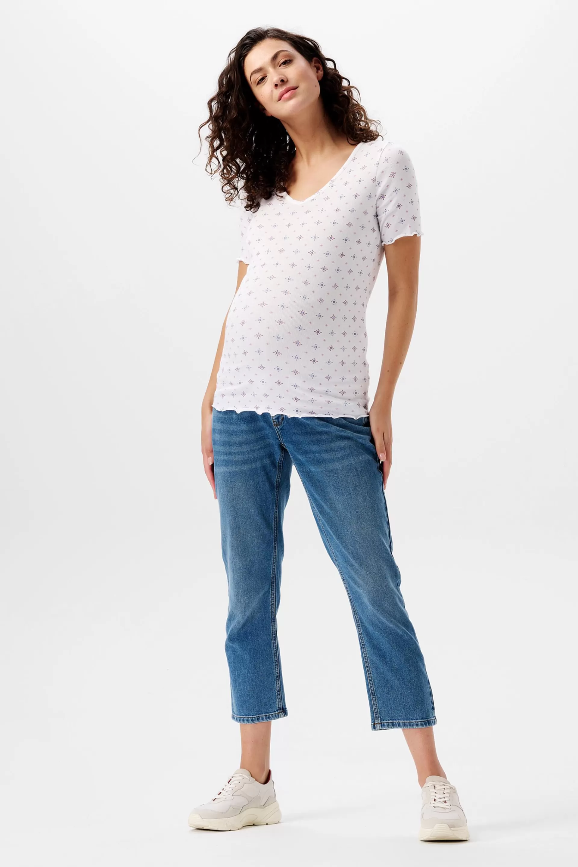 Verkürzte Jeans mit Überbauchbund-ESPRIT Discount