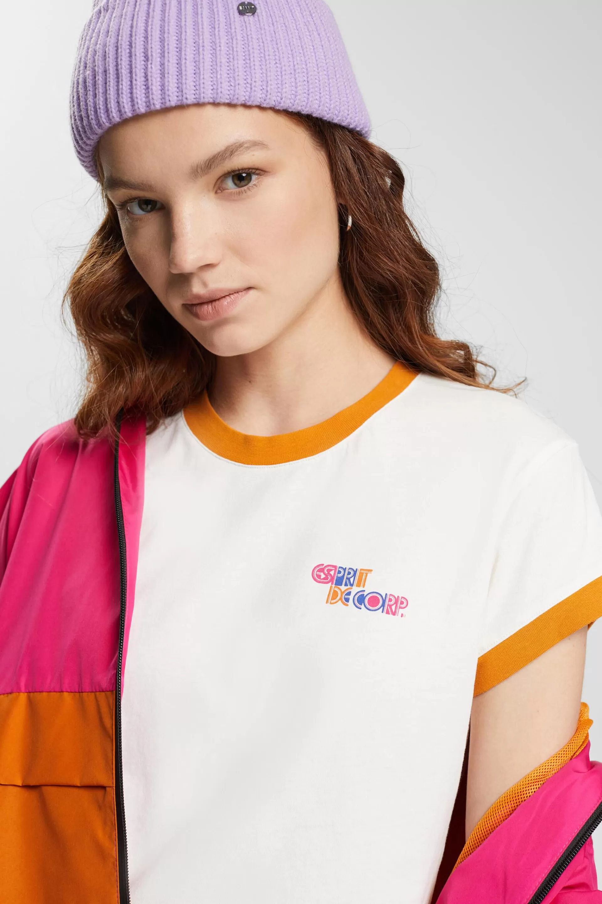 Verkürztes Logo-T-Shirt, 100% Baumwolle-ESPRIT Cheap